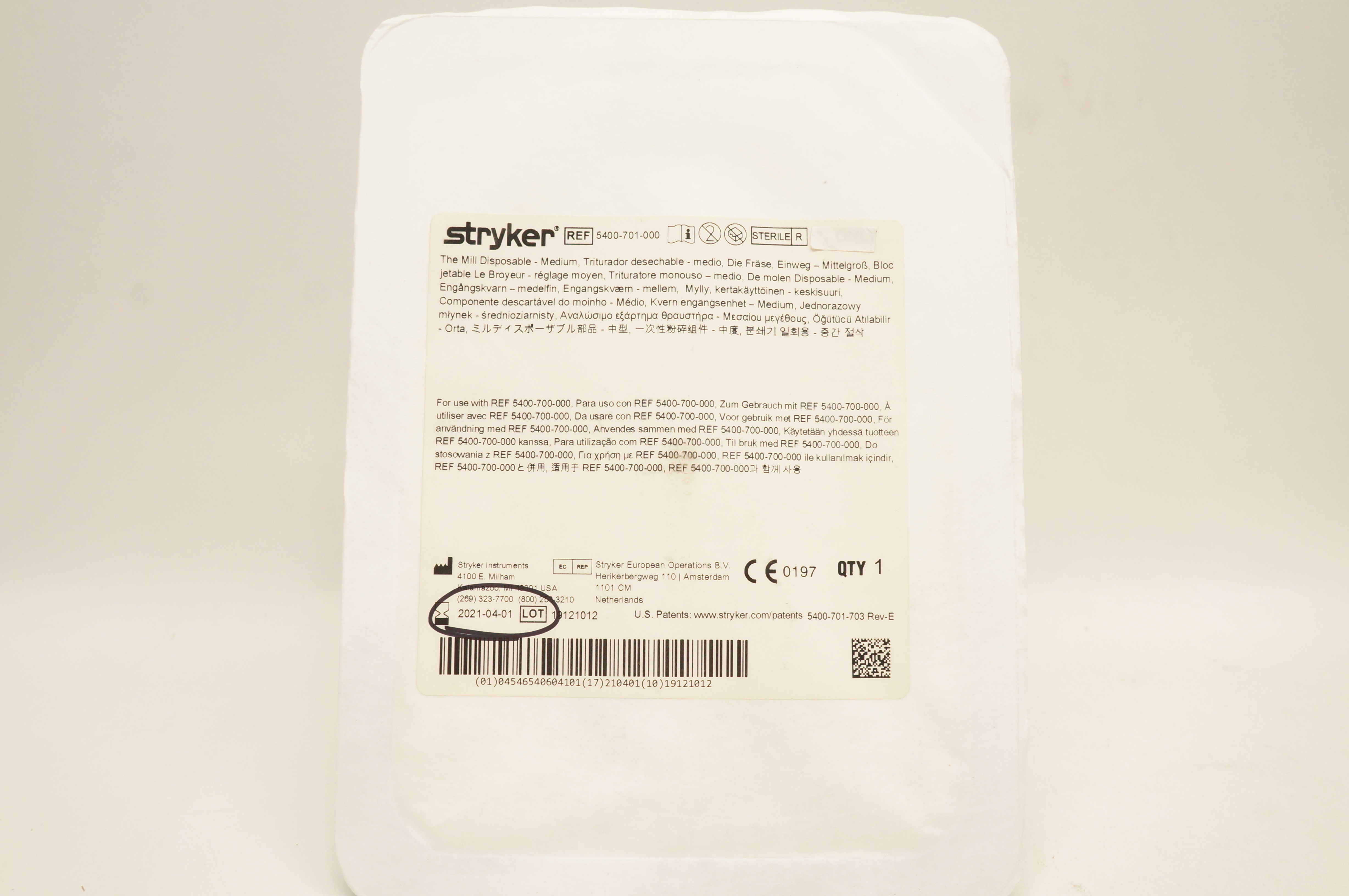 Stryker 5400-701-000 The Mill Disposable Medium (x)