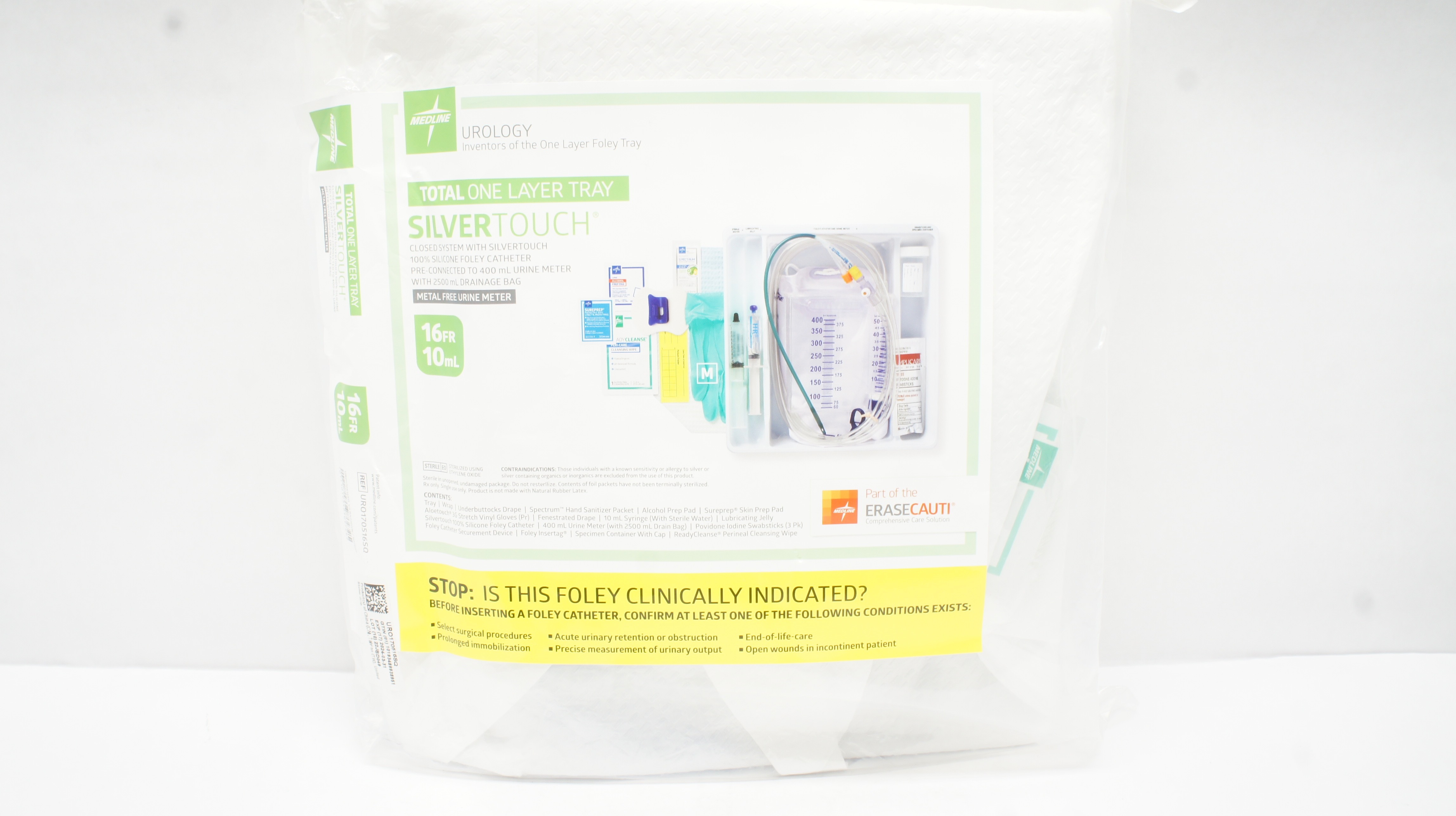 Medline URO170516SQ Silvertouch 1-Layer Foley Catheter Tray /Urine Meter 16Fr(x)