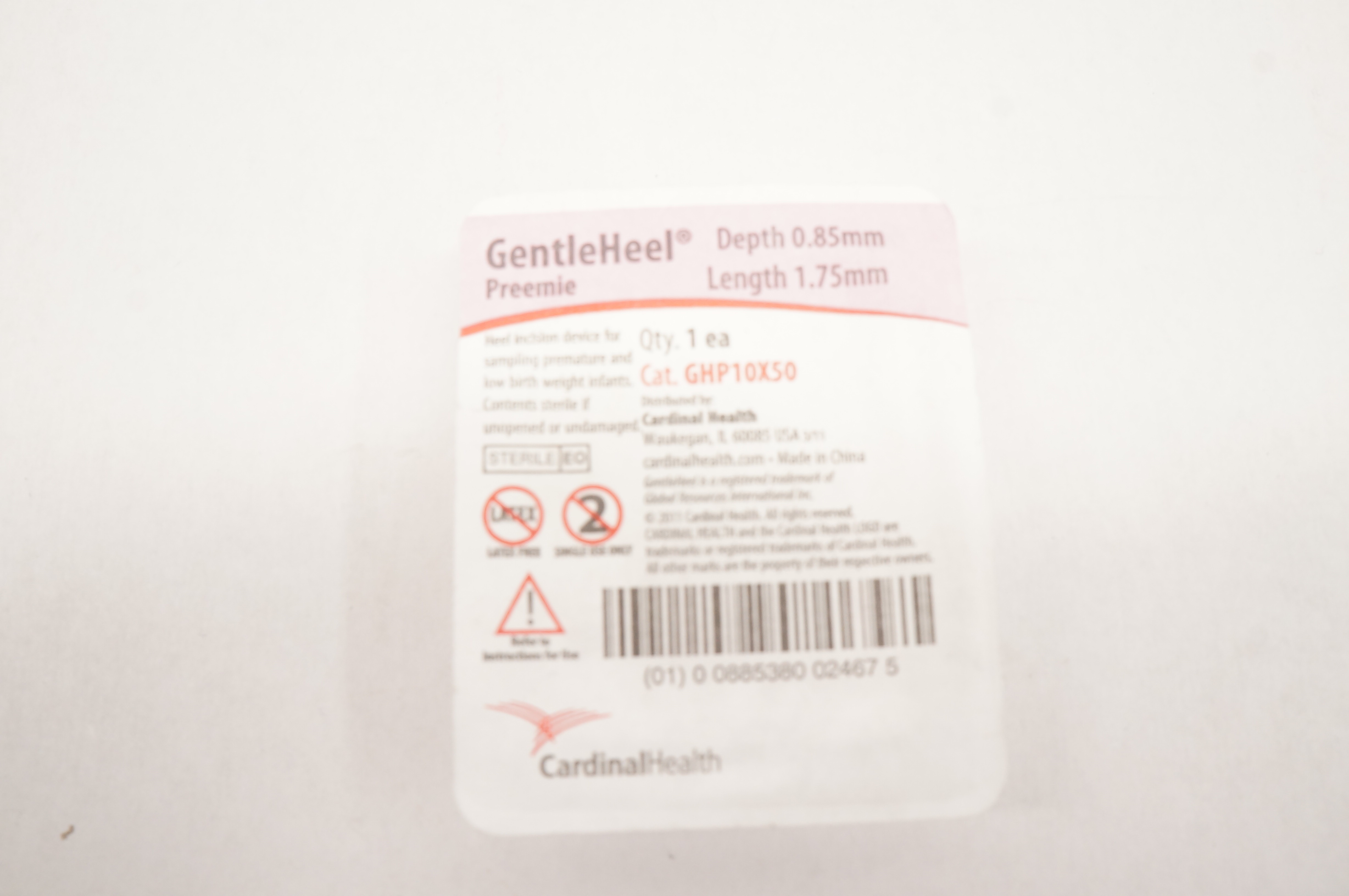 Cardinal Health GHP10X50 Gentle Heel Preemie 0.85mm x 1.75mm