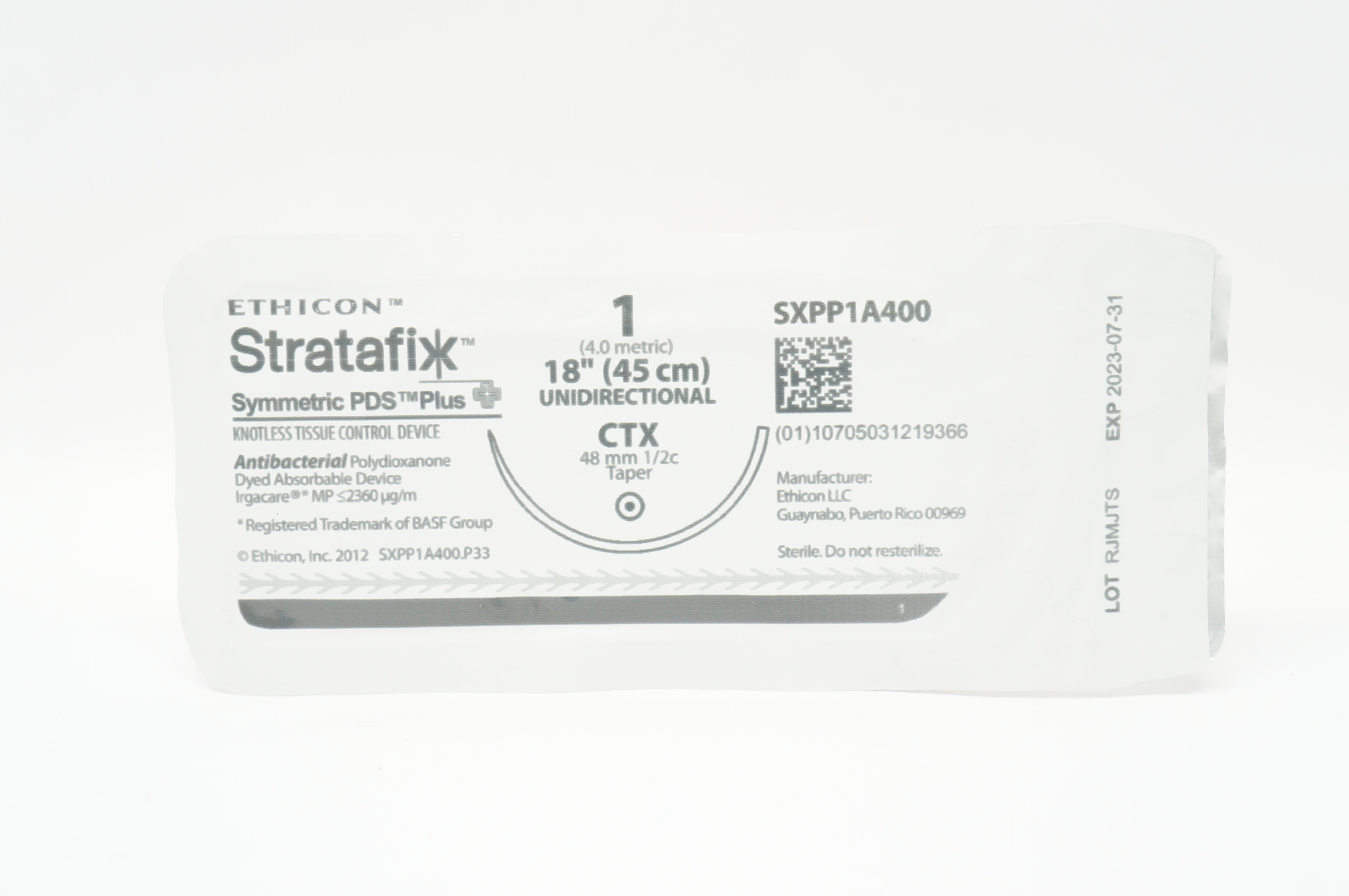 Ethicon SXPP1A400 1 PDS Stratafix Plus OS-6 CTX 48mm 1/2c Taper 18inch