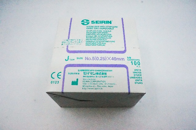 Seirin Sterilized With Ethylene Oxide Gas Disp. J Type 0.25 x 40mm ~ Box of 100