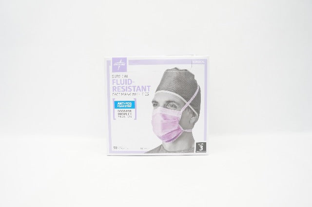 Medline NON27412 Fluid-Resistant Face Mask With Ties Level 3 - Box of 50