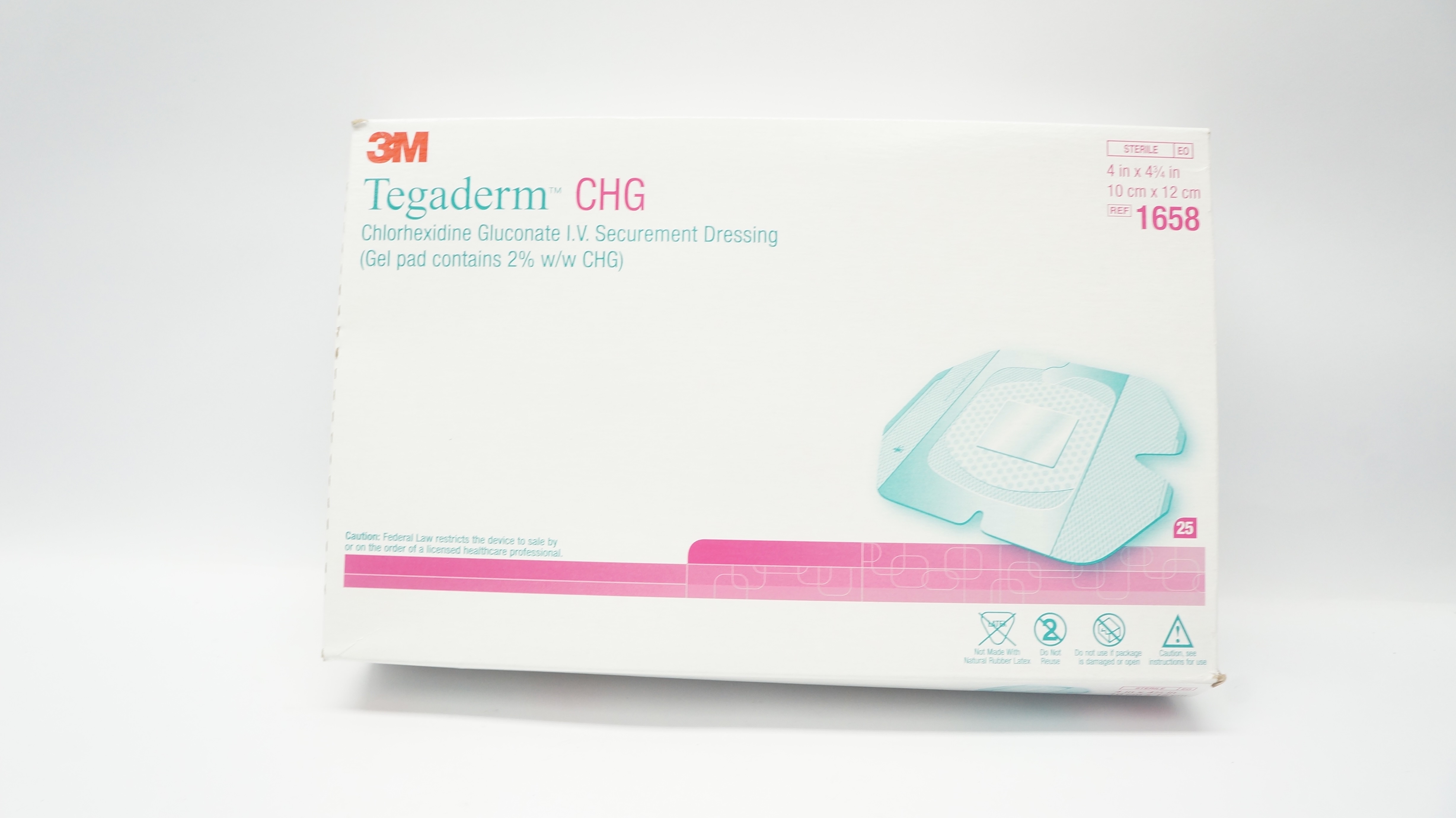3M 1658 TegadermChlorhexedine Gluconate I.V. Securement Dressing -Box of 14