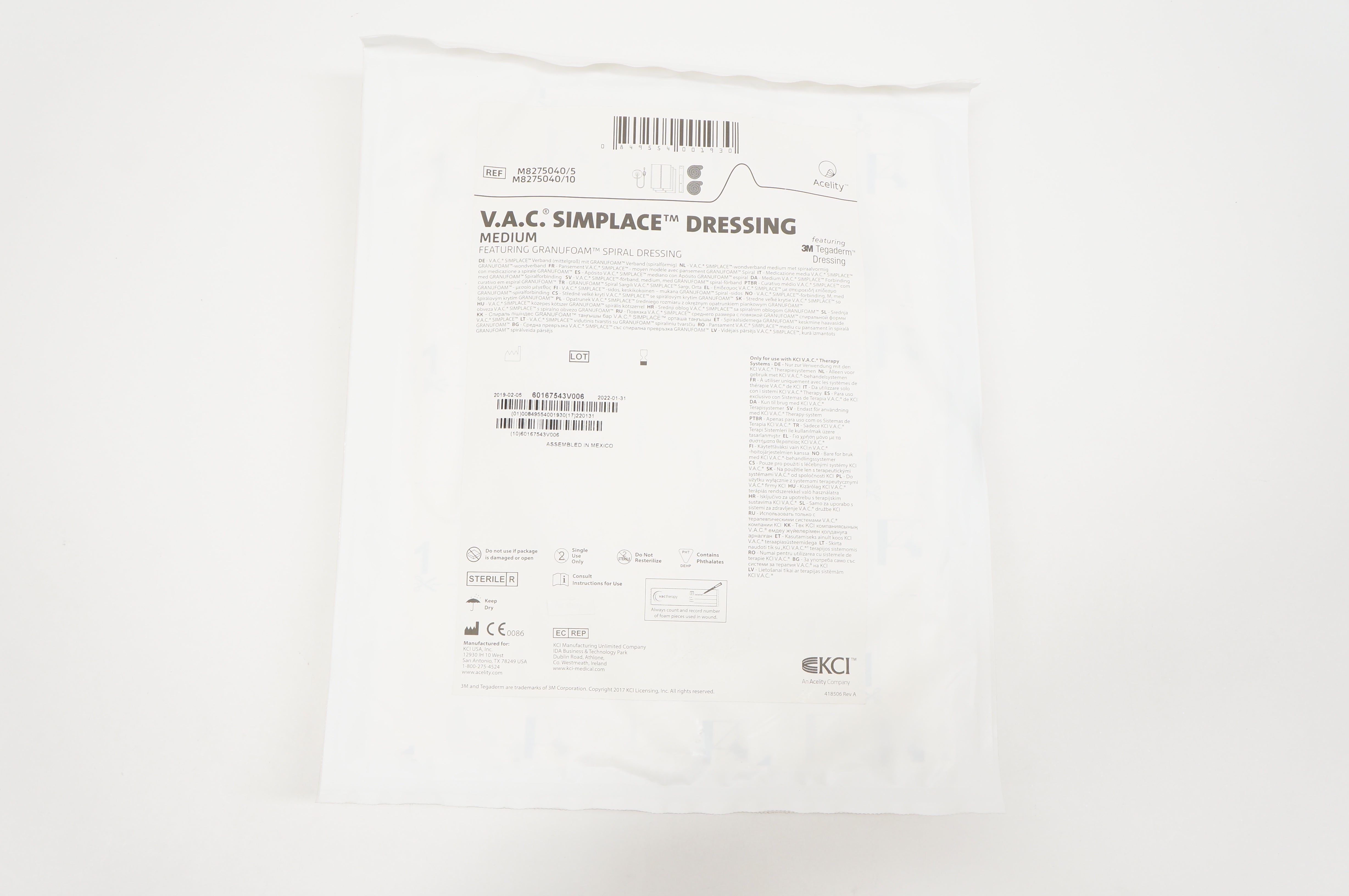 KCI M8275040 V.A.C. Simplace Dressing Medium