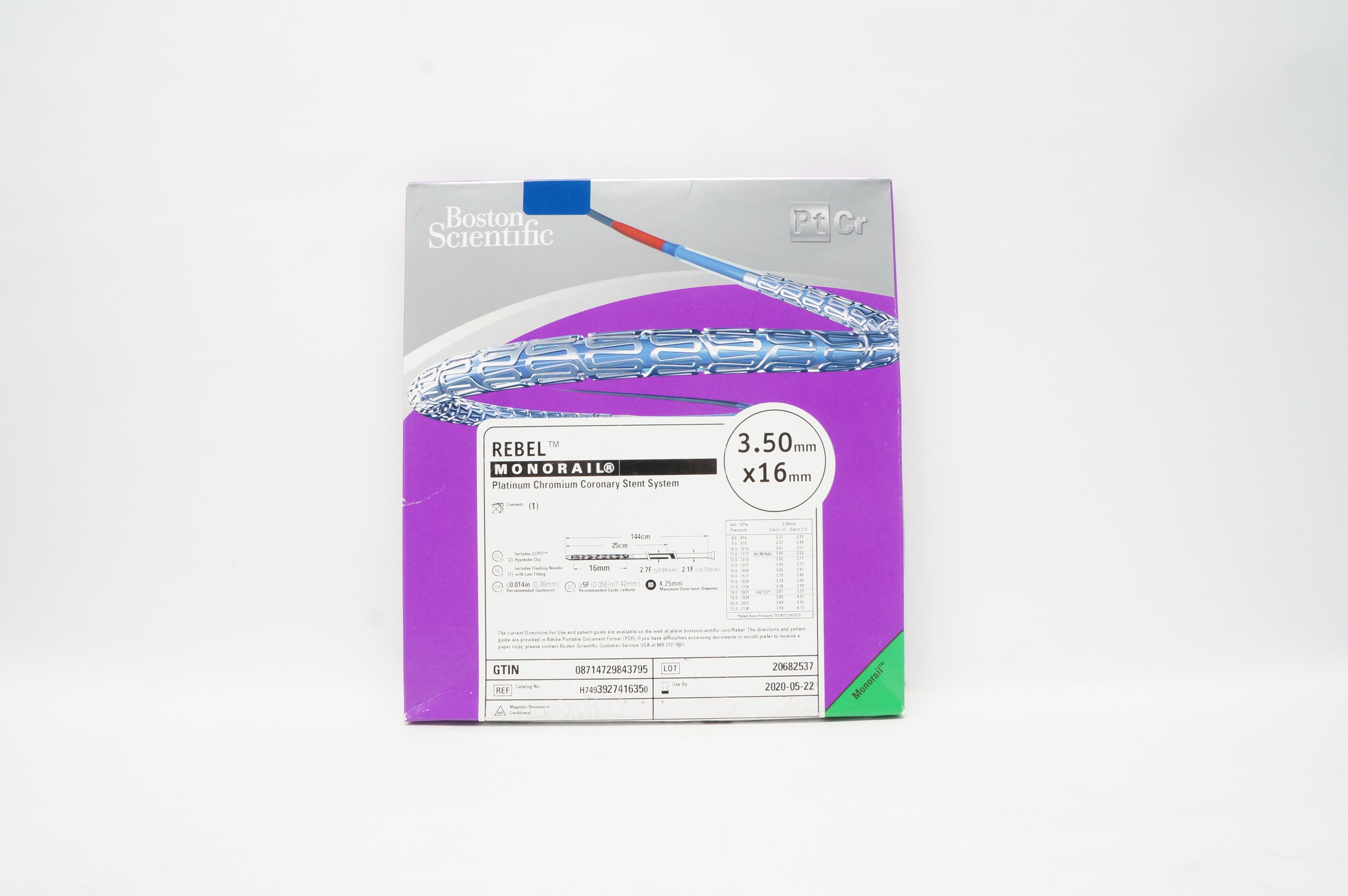 Boston Scientific 392741635 Rebel Monorail Platinum Coronary 3.50mm x 16mm (x)