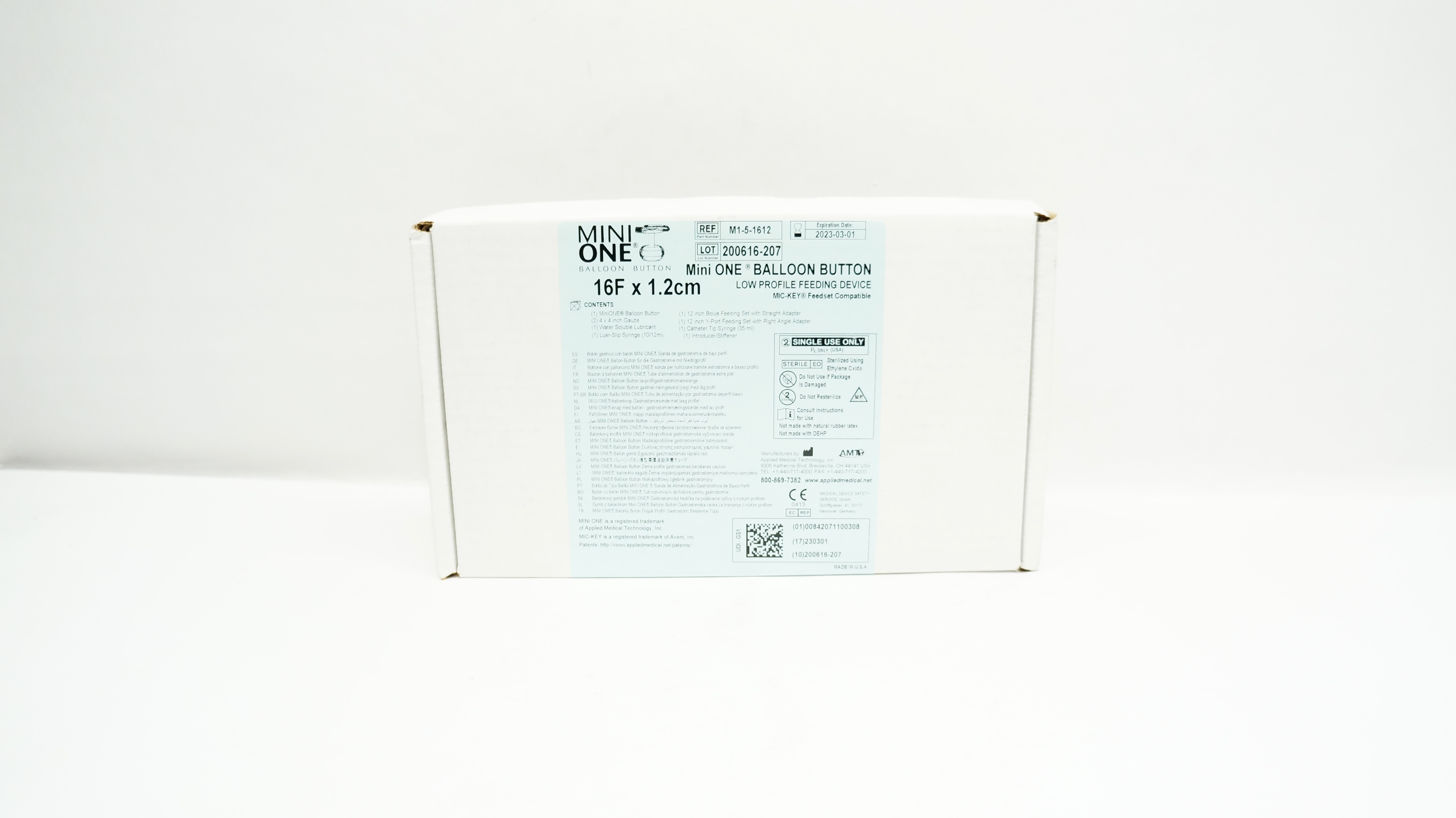 Applied Medical M1-5-1612 Mini One Balloon Button Feeding Device 16F x 1.2cm (x)