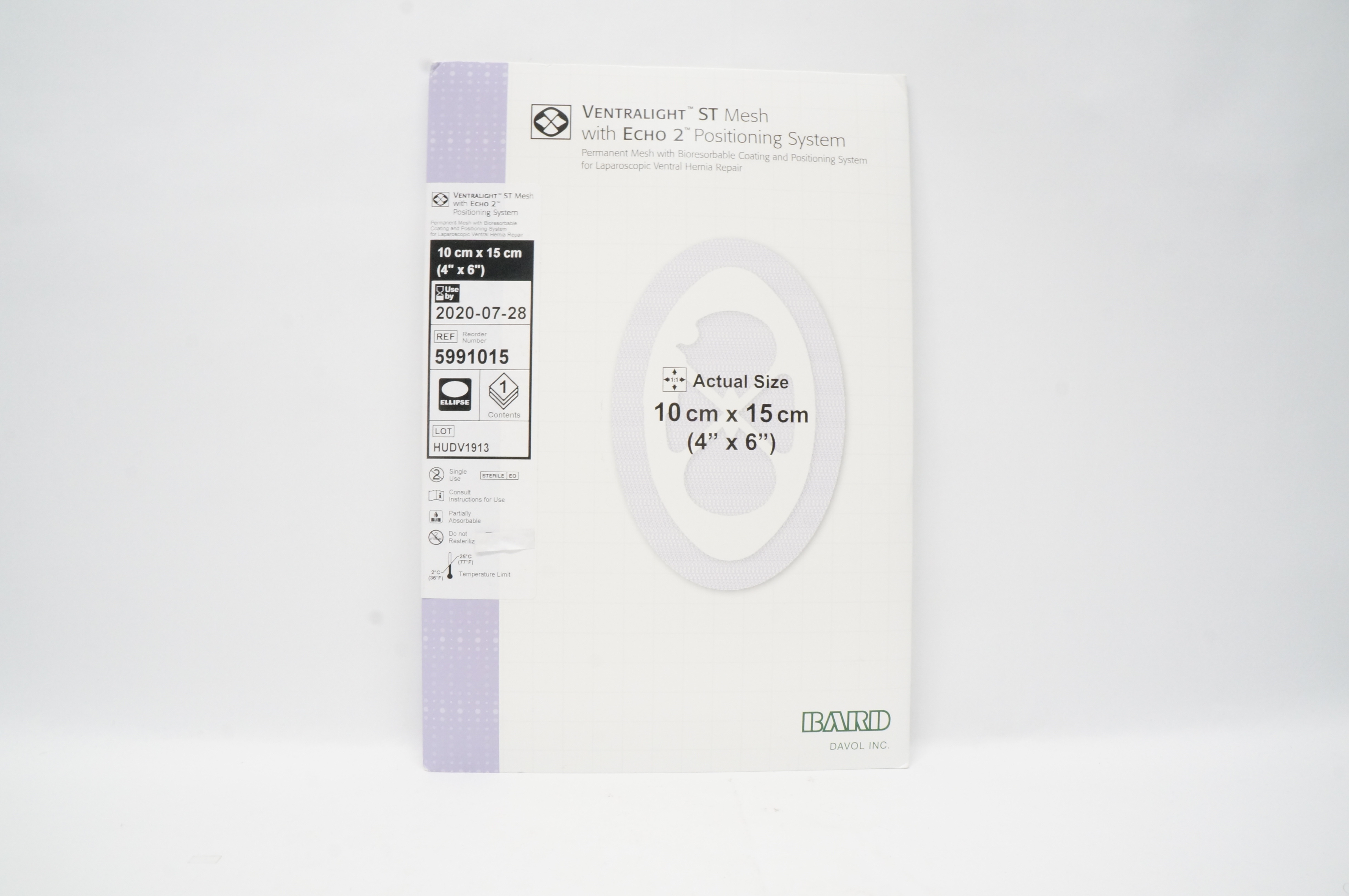 Bard 5991015 Davol Ventralight ST Mesh W/Echo 2 Positioning System 4 x 6inch (x)