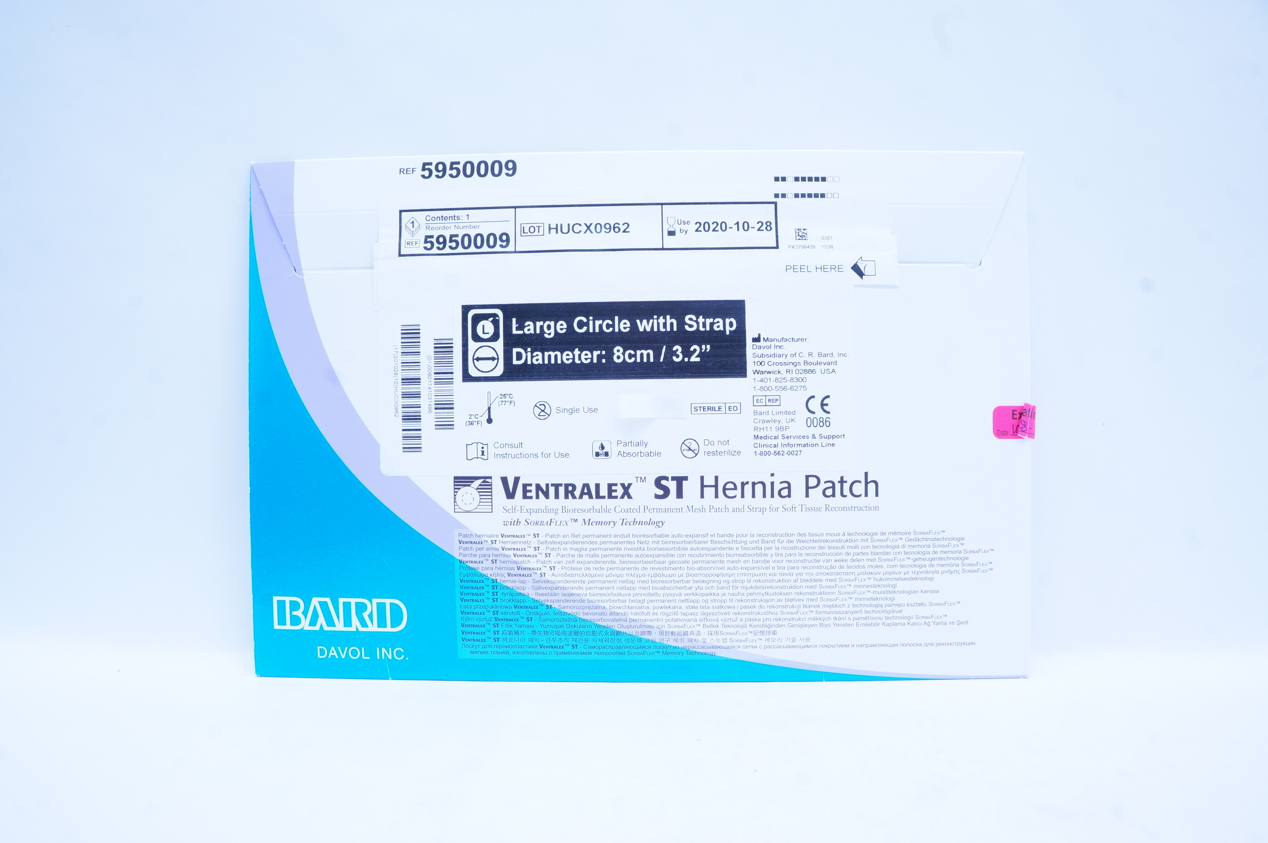 Bard 5950009 Davol Ventralex ST Hernia Patch,Large Circle With Strap 3.2inch (x)