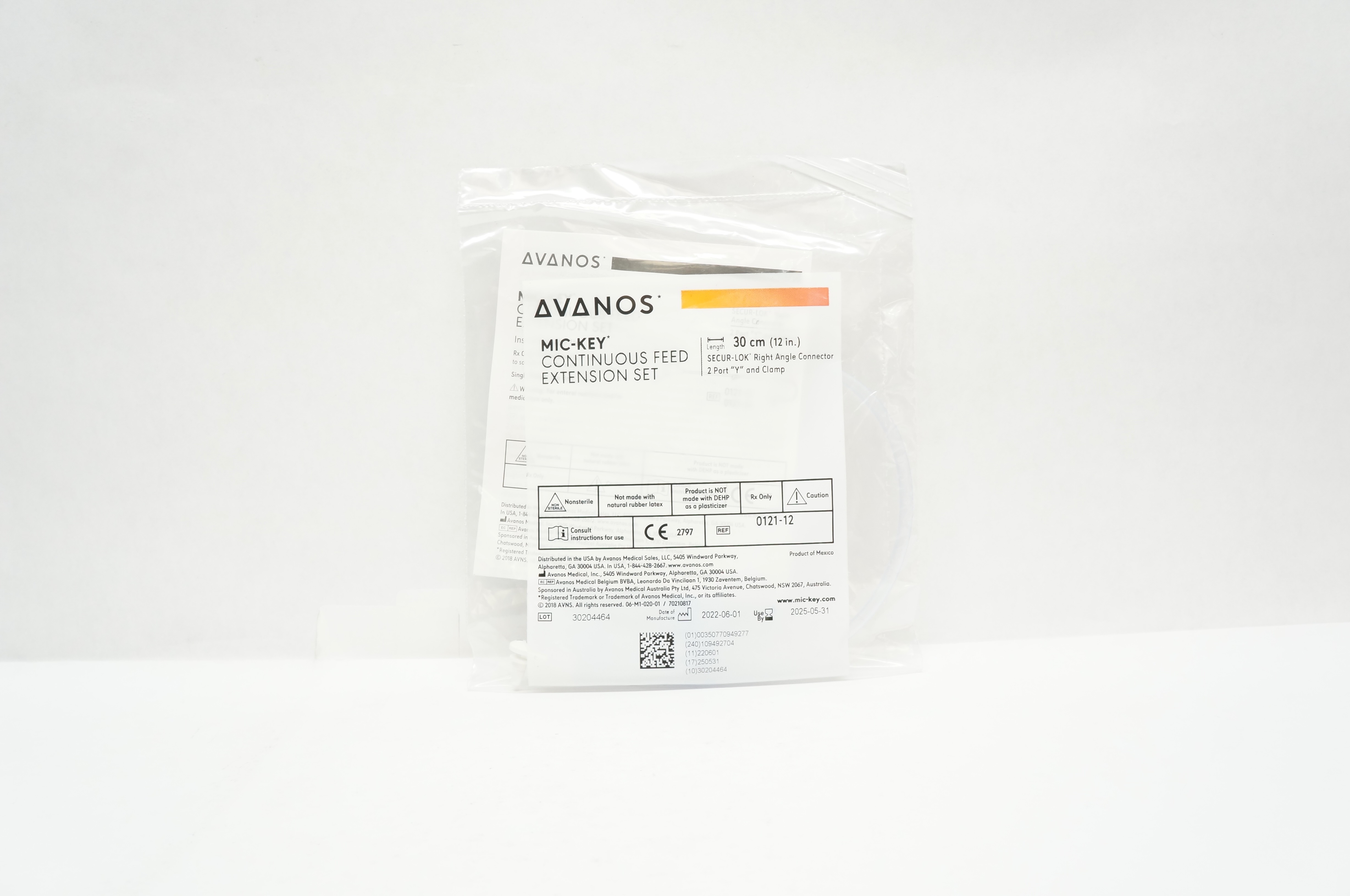 Avanos 0121-12 Mic-Key Continuous Feed Extension Set 12inch