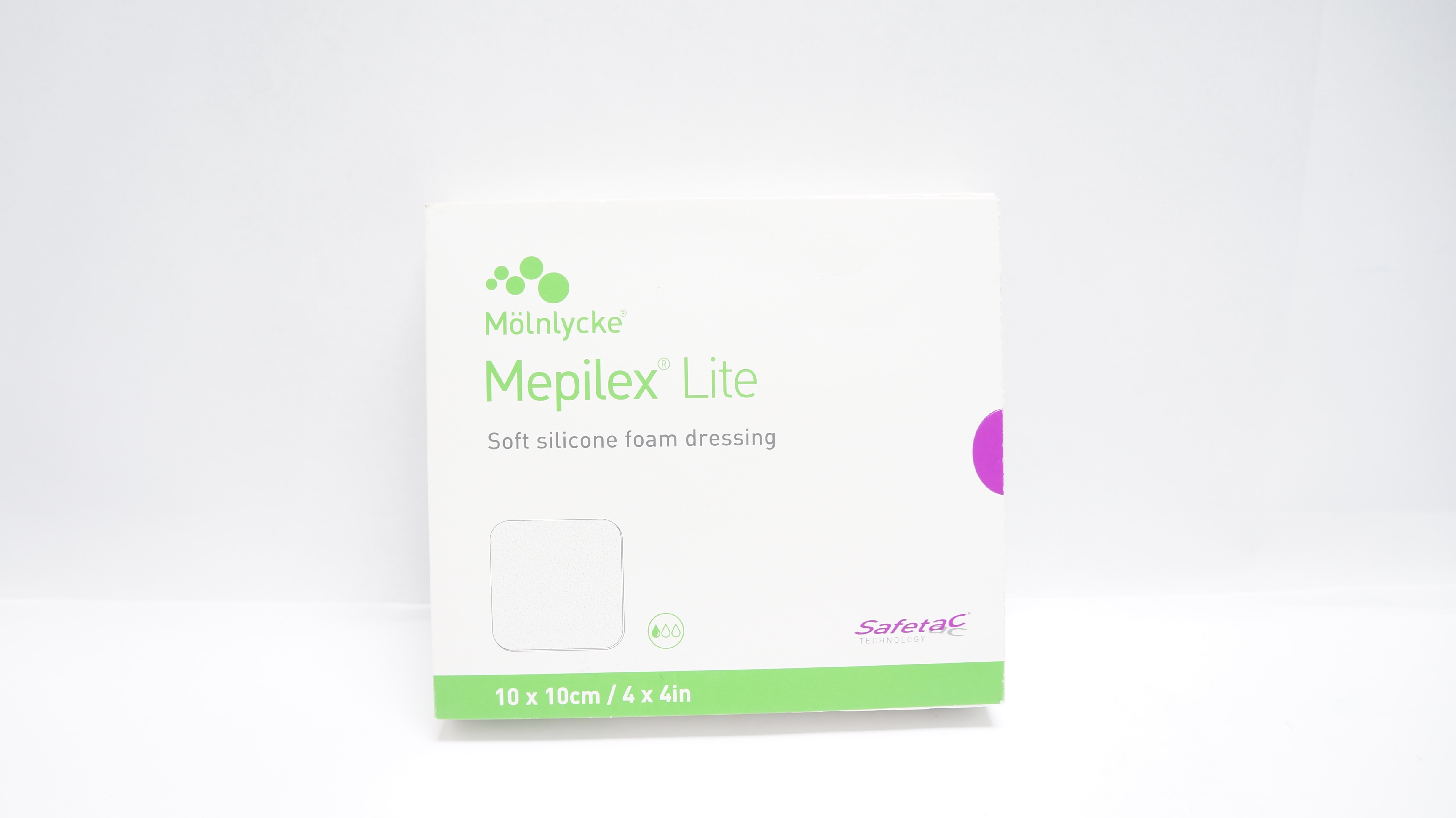 Molnlycke 284190 Mepilex Lite Soft Silicone Foam Dressing 4 x 4inch - Box of 4