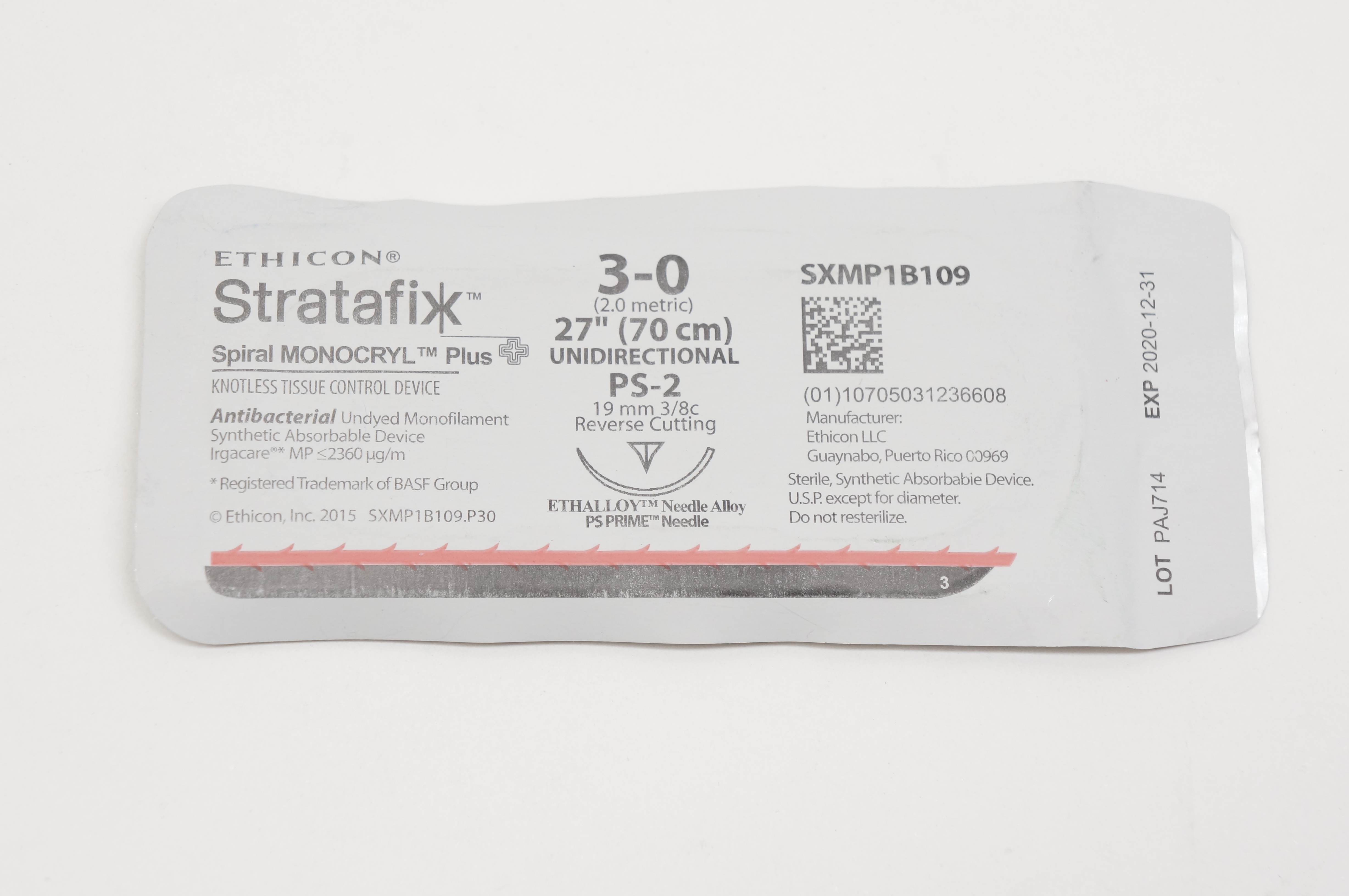 Ethicon SXMP1B109 3-0 Stratafix, PS-2, 19mm 3/8c Reverse Cutting, 27inch