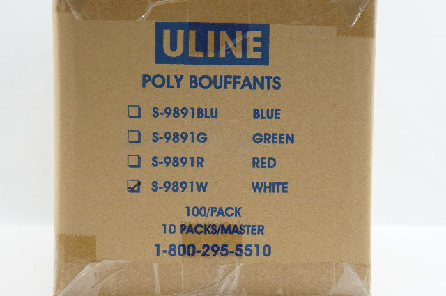 ULINE S-9891W Poly Bouffants , White, 18inch - Case of 1000