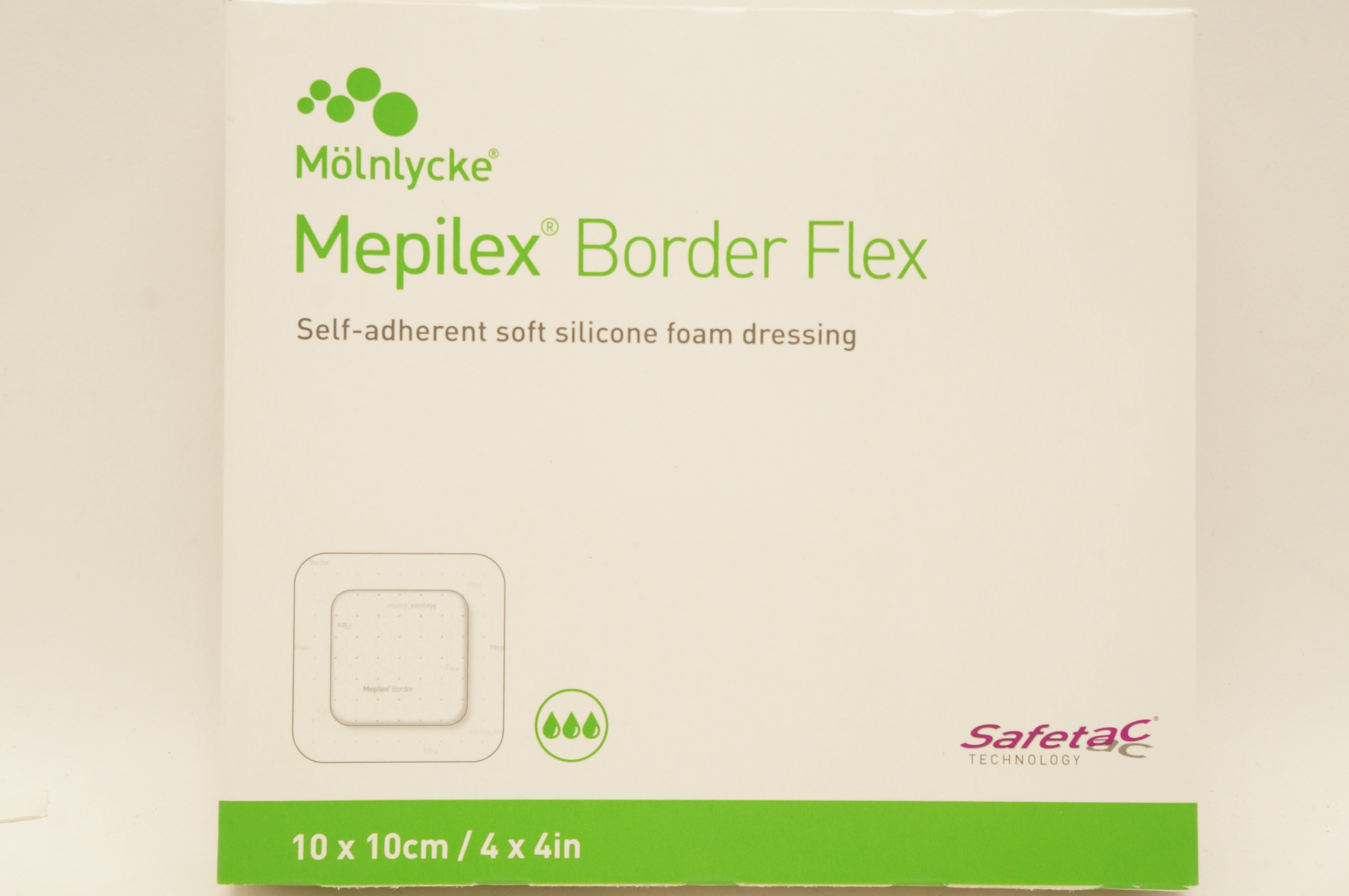 Molnlycke Healthcare 595300 Mepilex Border Flex w/Safetac Tech 4x4inch -Box of 5