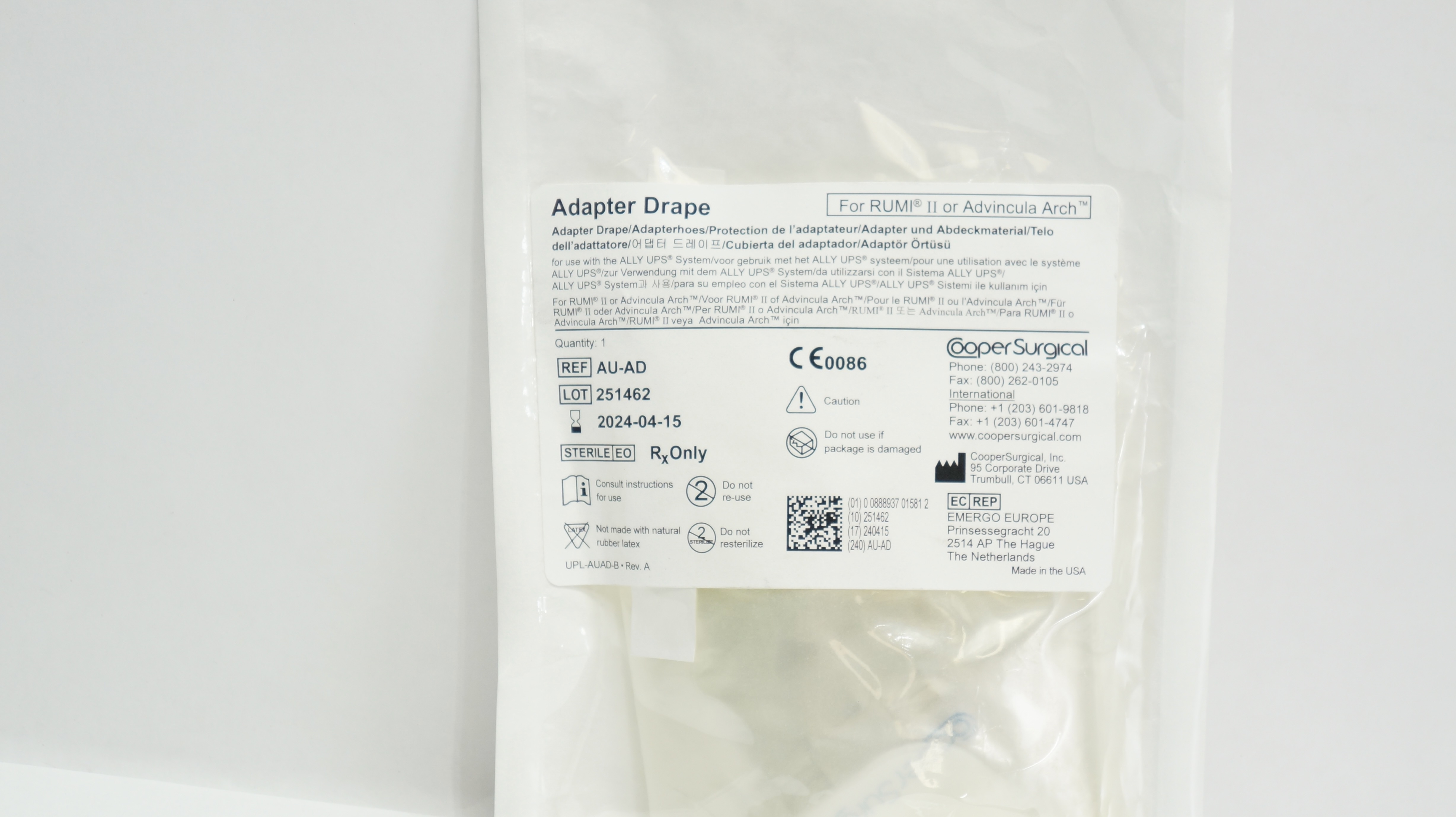 Cooper Surgical AU-AD Adapter Drape