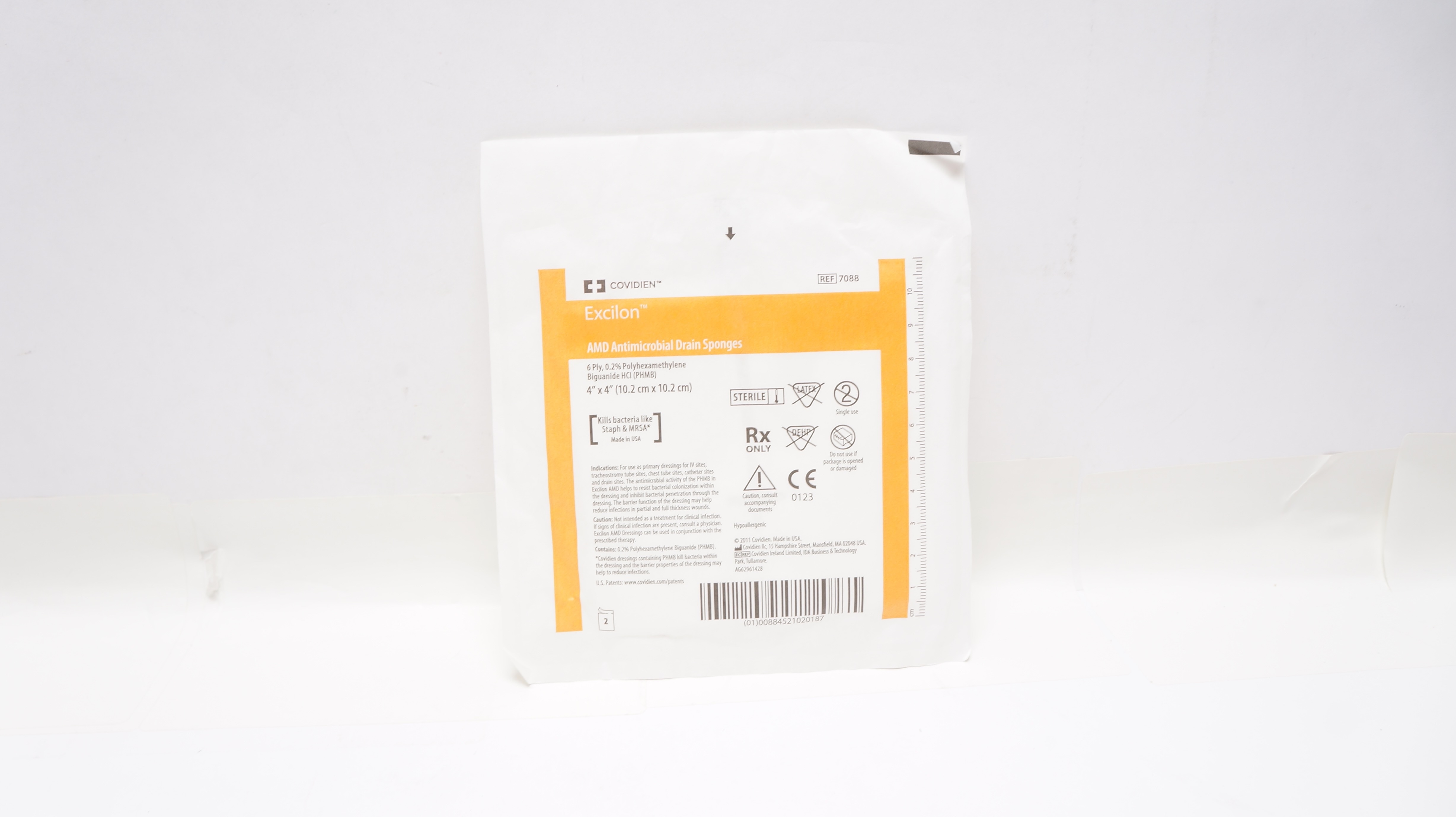 Covidien 7088 Excilon AMD Antimicrobial Drain Sponges 4 x 4inch  - Pack of 2