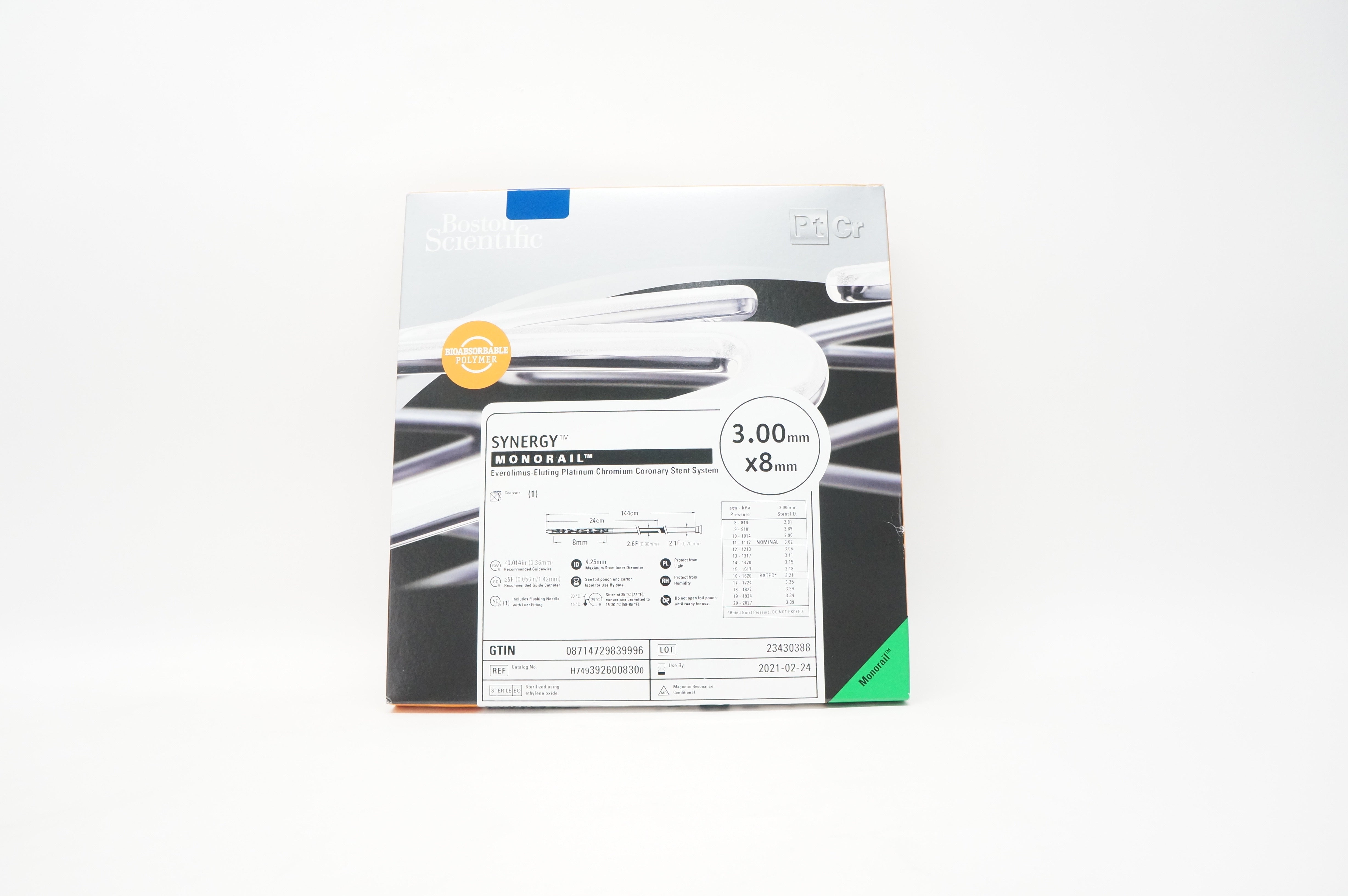 Boston Scientific 7493926008300 Synergy Coronary Stnt System 3.00mm x 8mm (x)