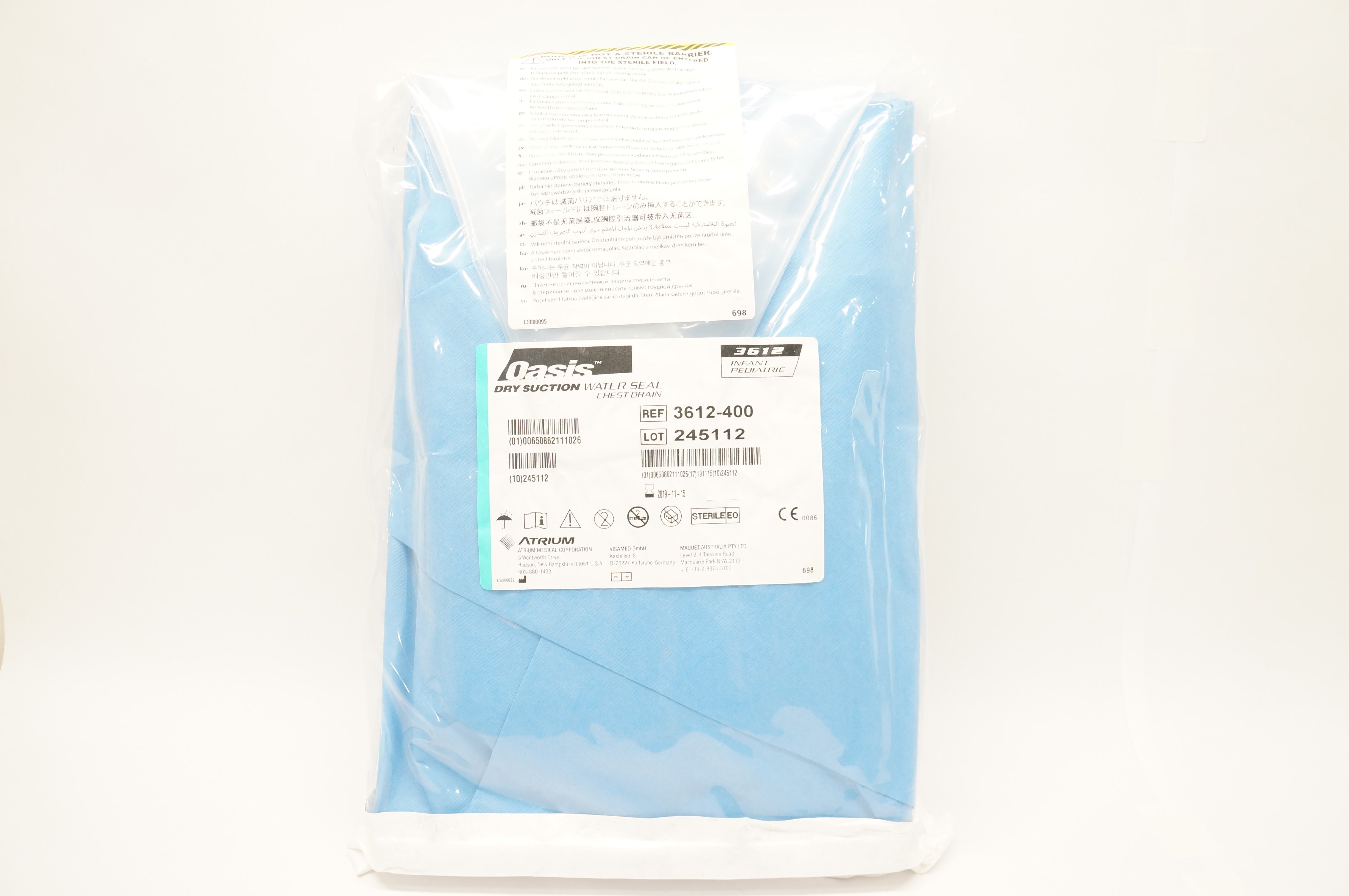 Atrium 3612-400 Oasis Dry Suction Water Seal Chest Drain (x)