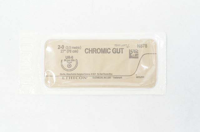 Ethicon N878 2-0 CHROMIC GUT UR-6 26mm 5/8c 27inch (x)