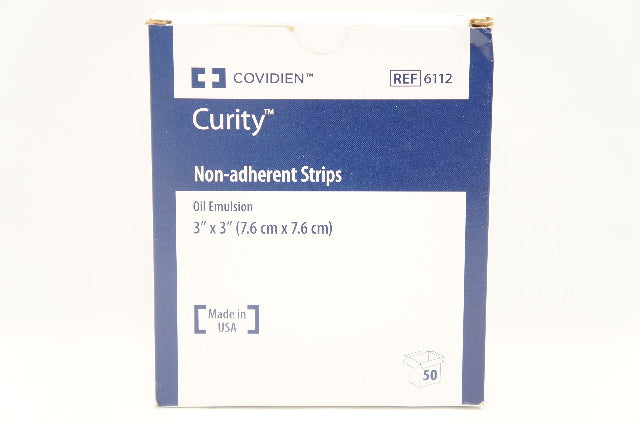 Covidien 6112 Curity Non-Adherent Strips Oil Emulsion 3inch x 3inch - Box of 50