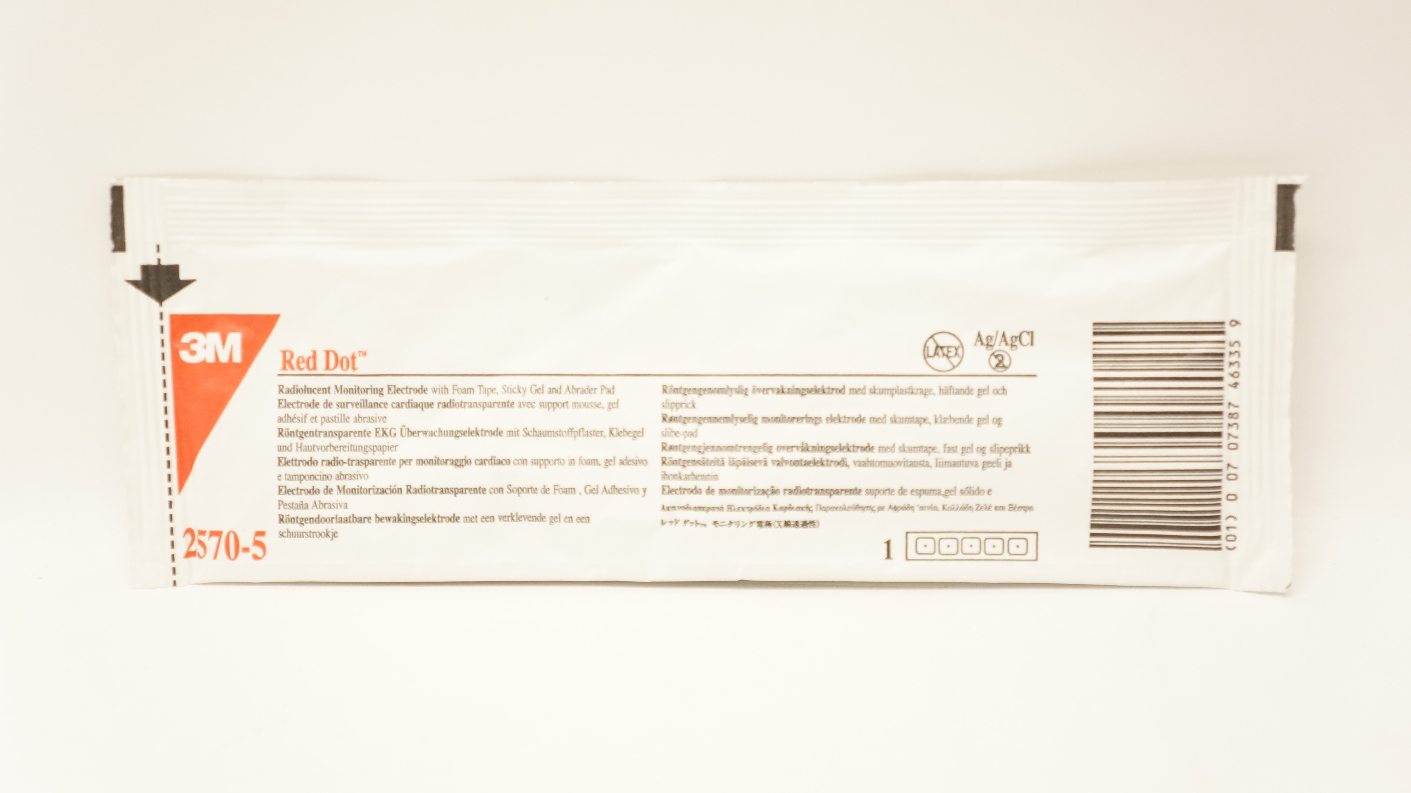 3M 2570-5 Radiolucent Monitoring Electrode, Foam Tape, Sticky Gel, Abrader Pad (x)
