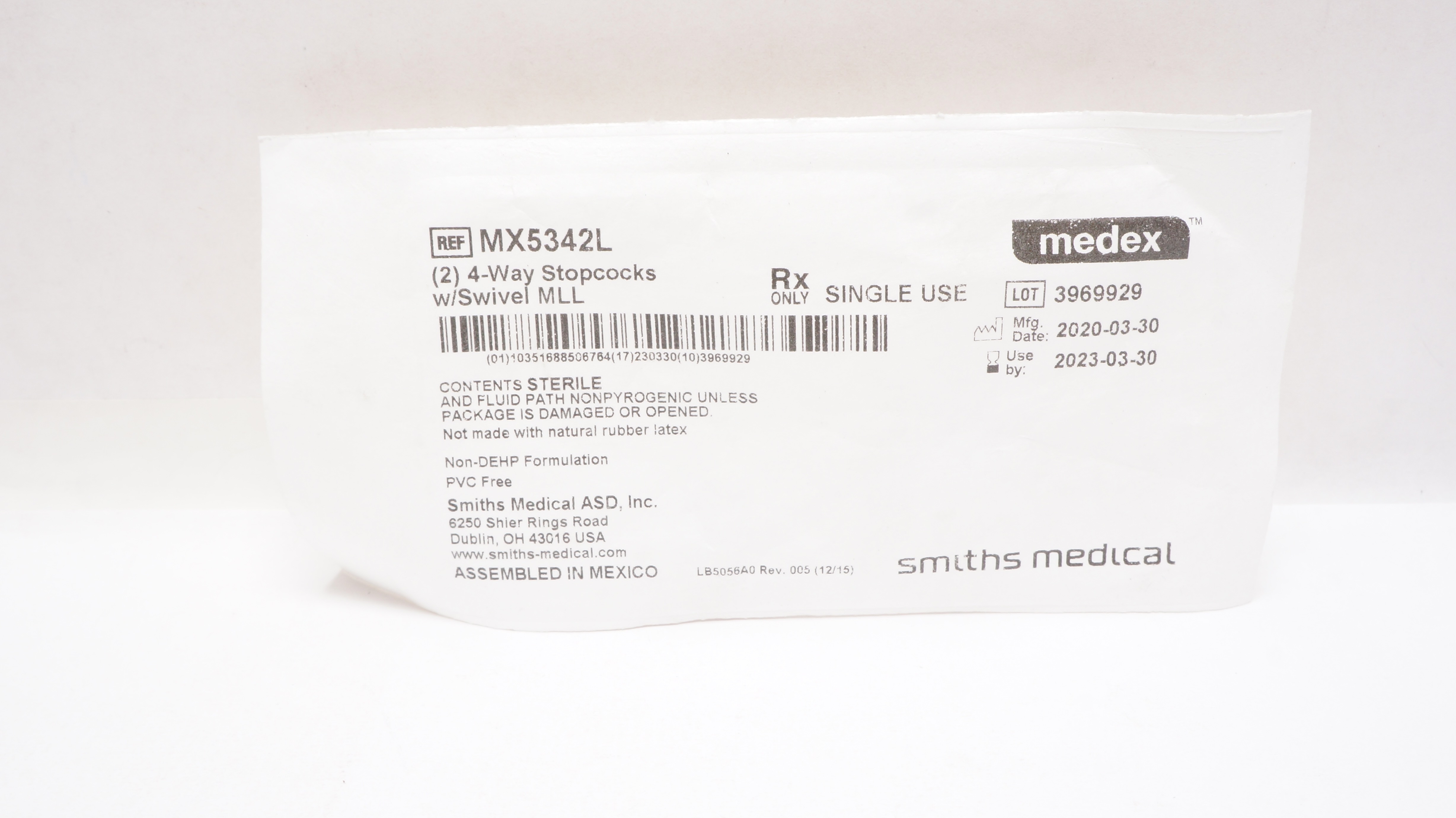 Smiths Medical MX5342L 4-Way Stopcocks with Swivel MLL (x)