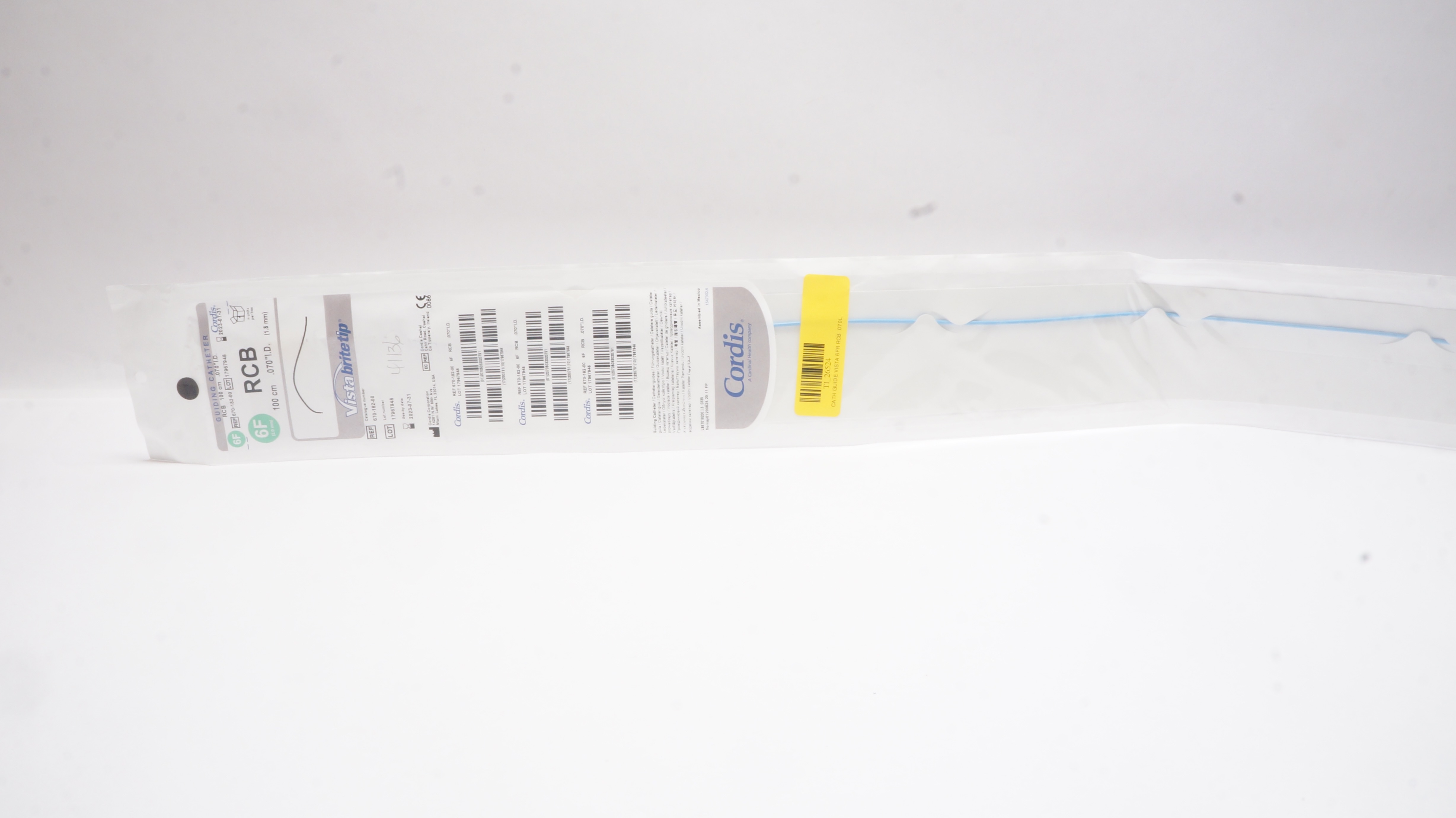 Cordis 670-182-00 Vista BriteTip Guiding Cath. RCB 6F x 100cm x .070inch I.D.(x)