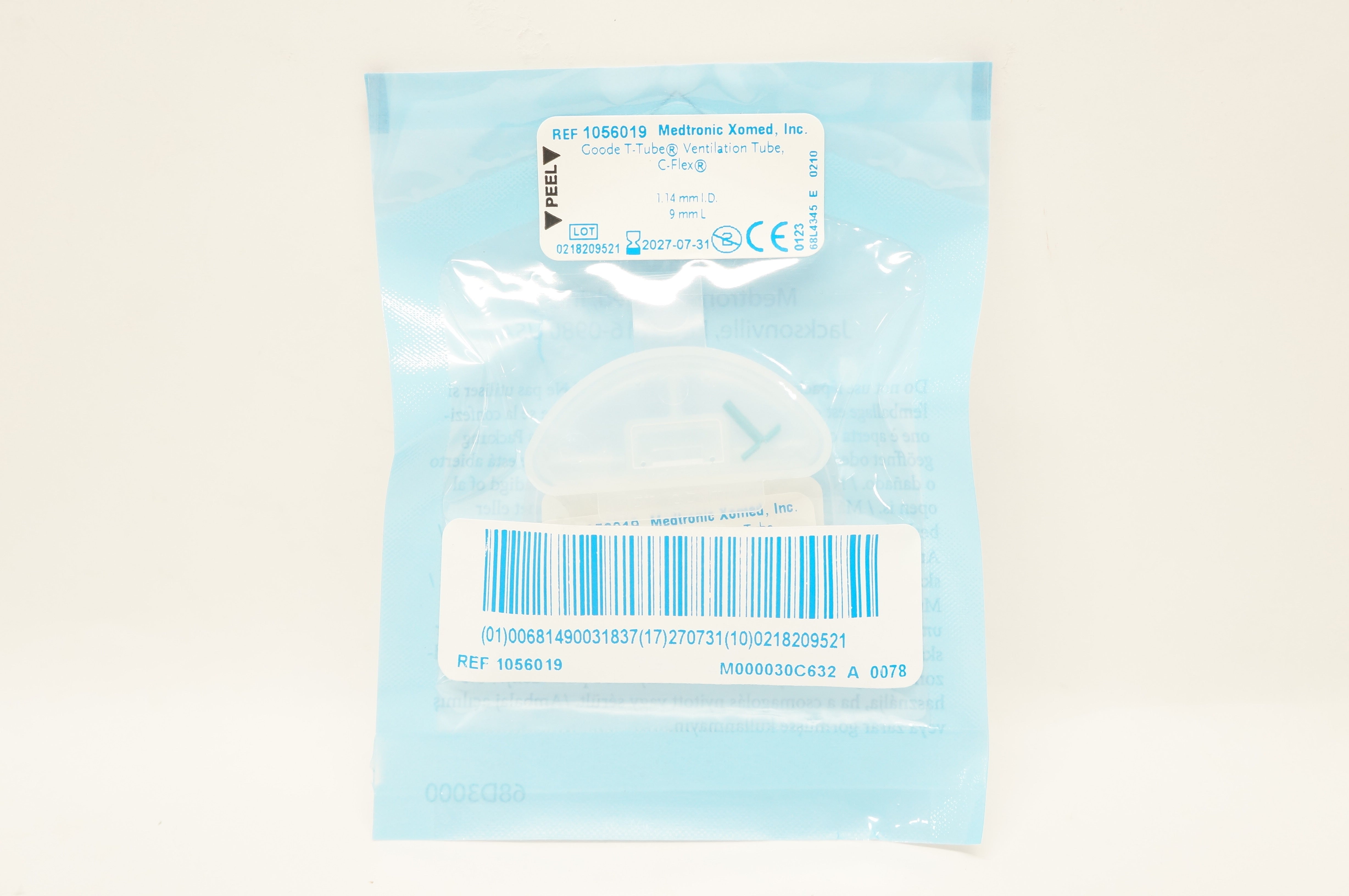 Medtronic Xomed 1056019 Goode T-Tube, Ventilation Tube, C-Flex 1.14mm x 9mm