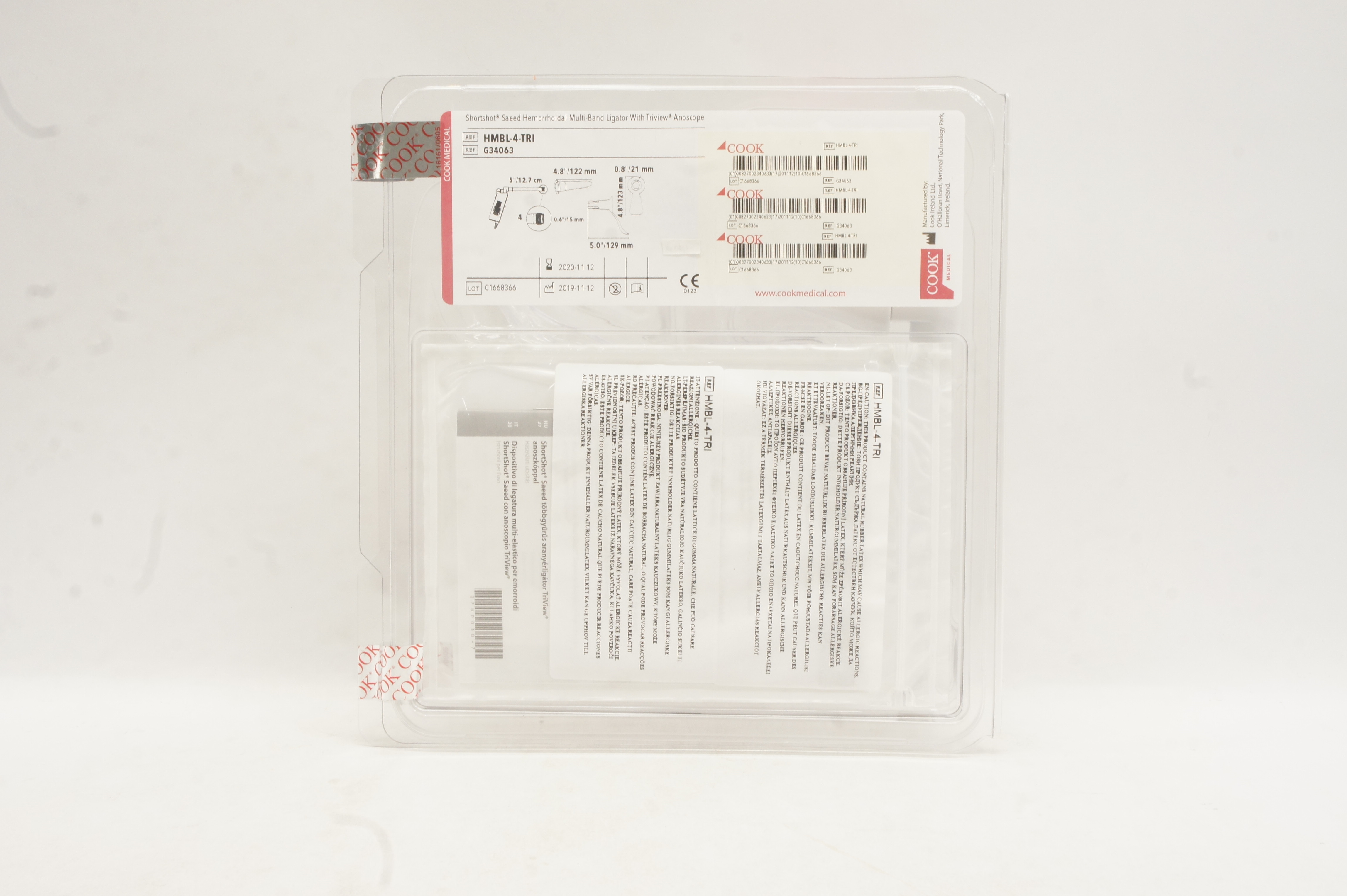 Cook Medical G34063 ShortShot Saeed Hemorrhoidal Multi-Band Ligator 5x4.8inch(x)