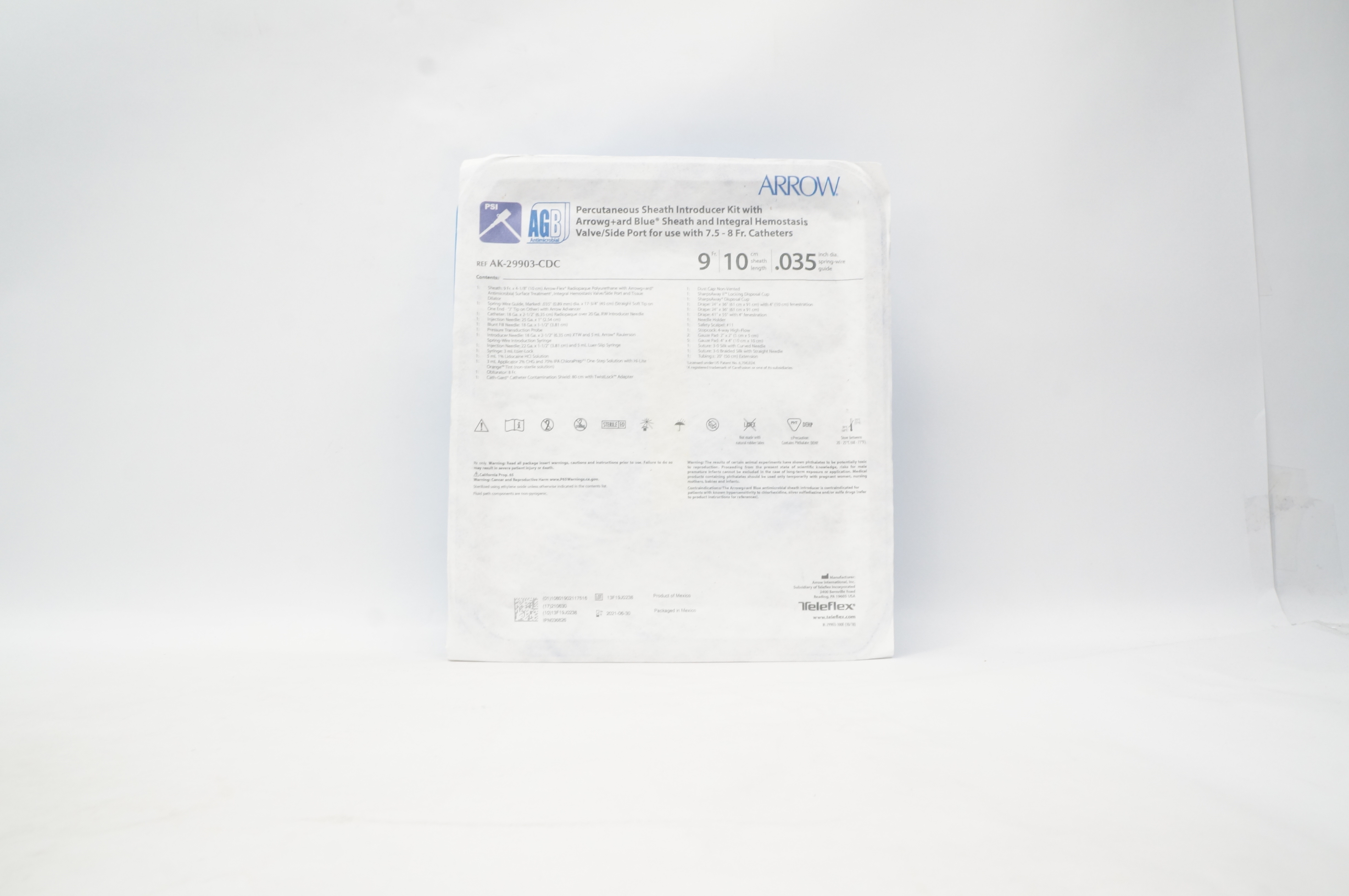 Arrow AK-29903-CDC AGB Percutaneous Sheath Introducer Kit 9Frx10cm x .035inch(x)