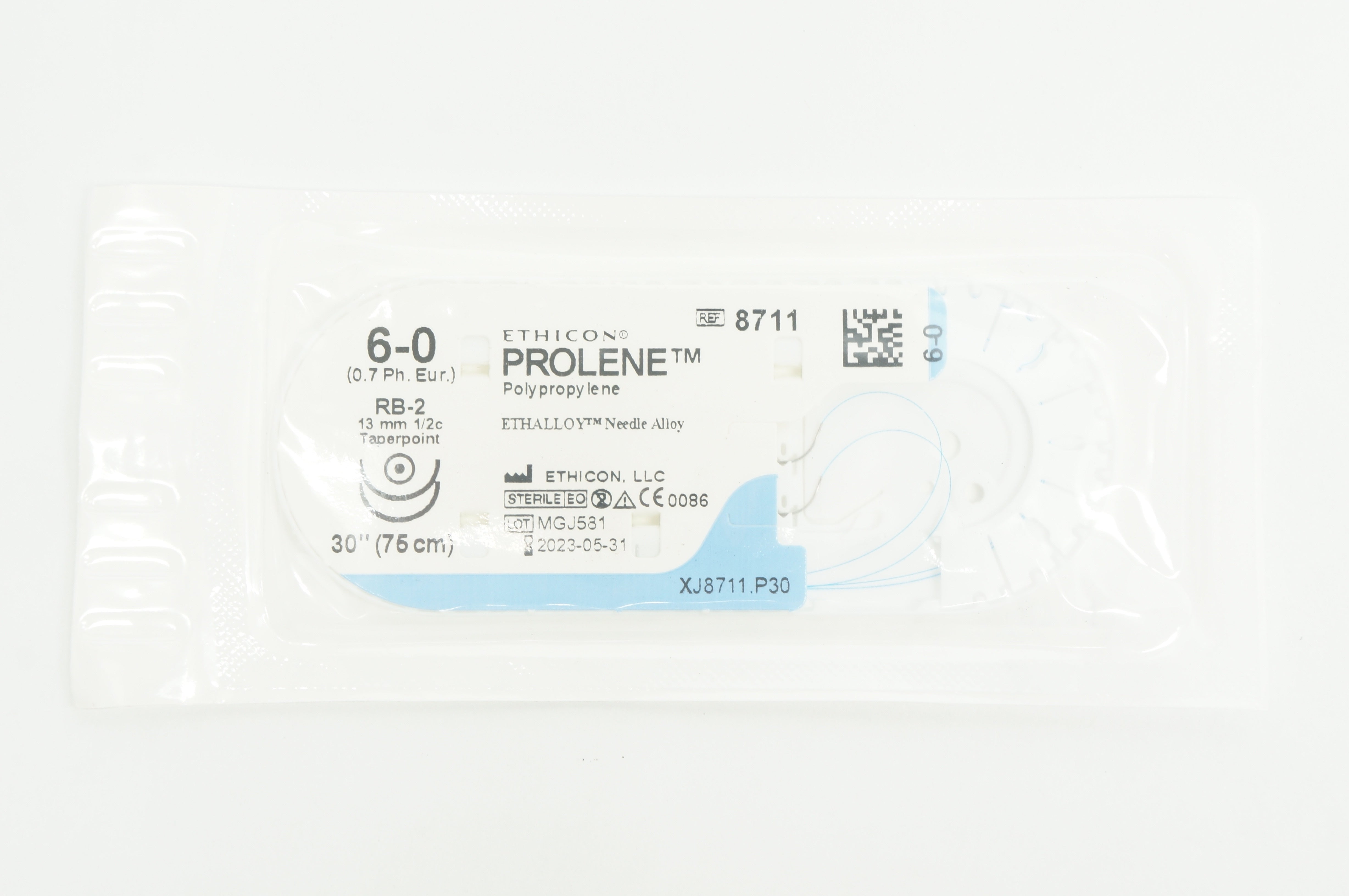 Ethicon 8711 6-0 PROLENE, RB-2, 13mm 1/2c Taper, 30inch