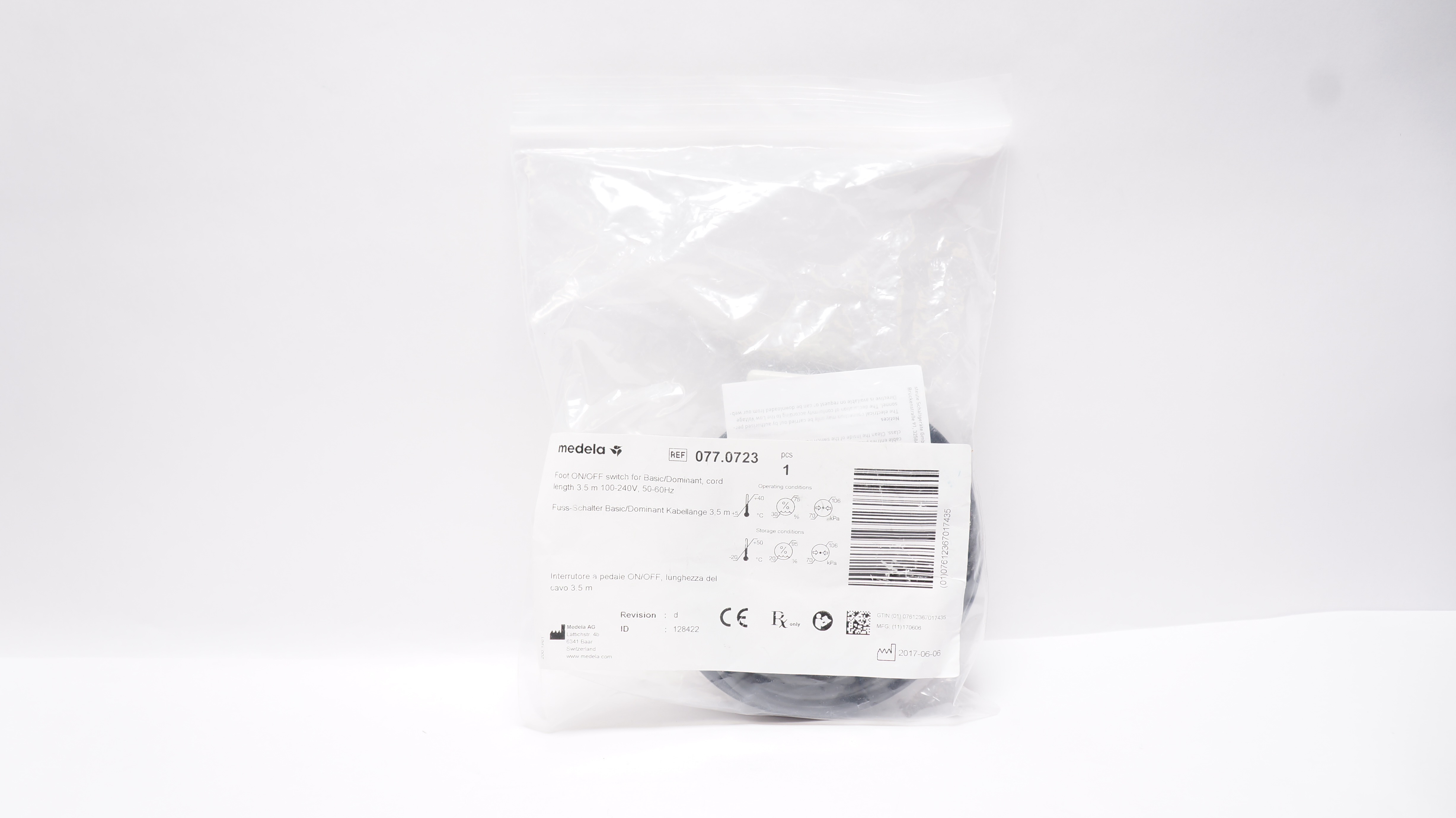 Medela 077.0723 Foot ON/OFF Switch For Basic/Dominant, Cord 3.5m