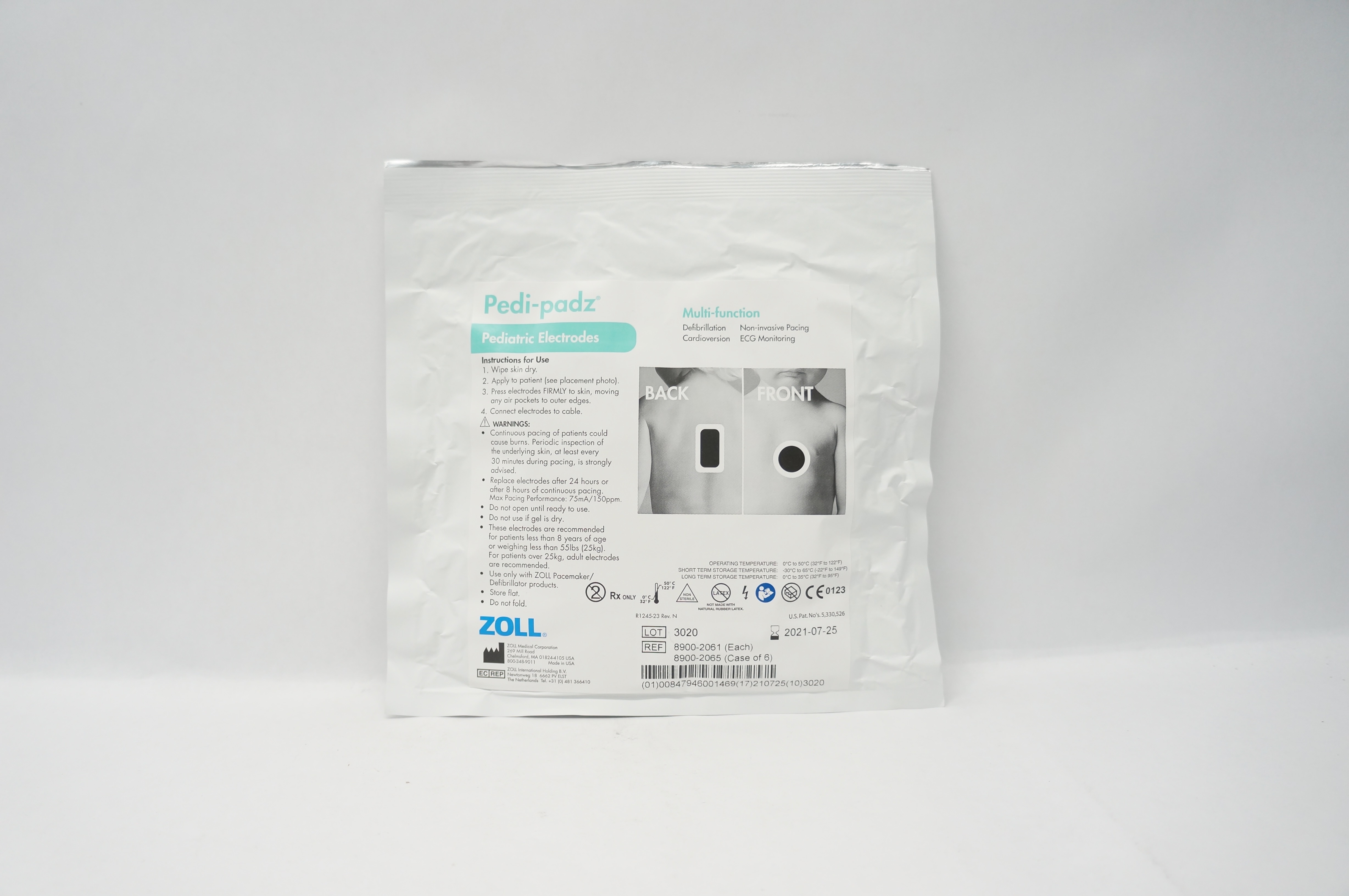 Zoll 8900-2061 Pedi-padz Multi-Function Pediatric Electrodes > 8Years >55lbs.(x)