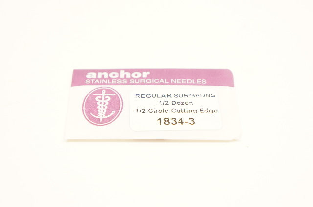 Anchor 1834-3 Regular Surgeons 1/2 Dozen, 1/2 Circle Cutting Edge