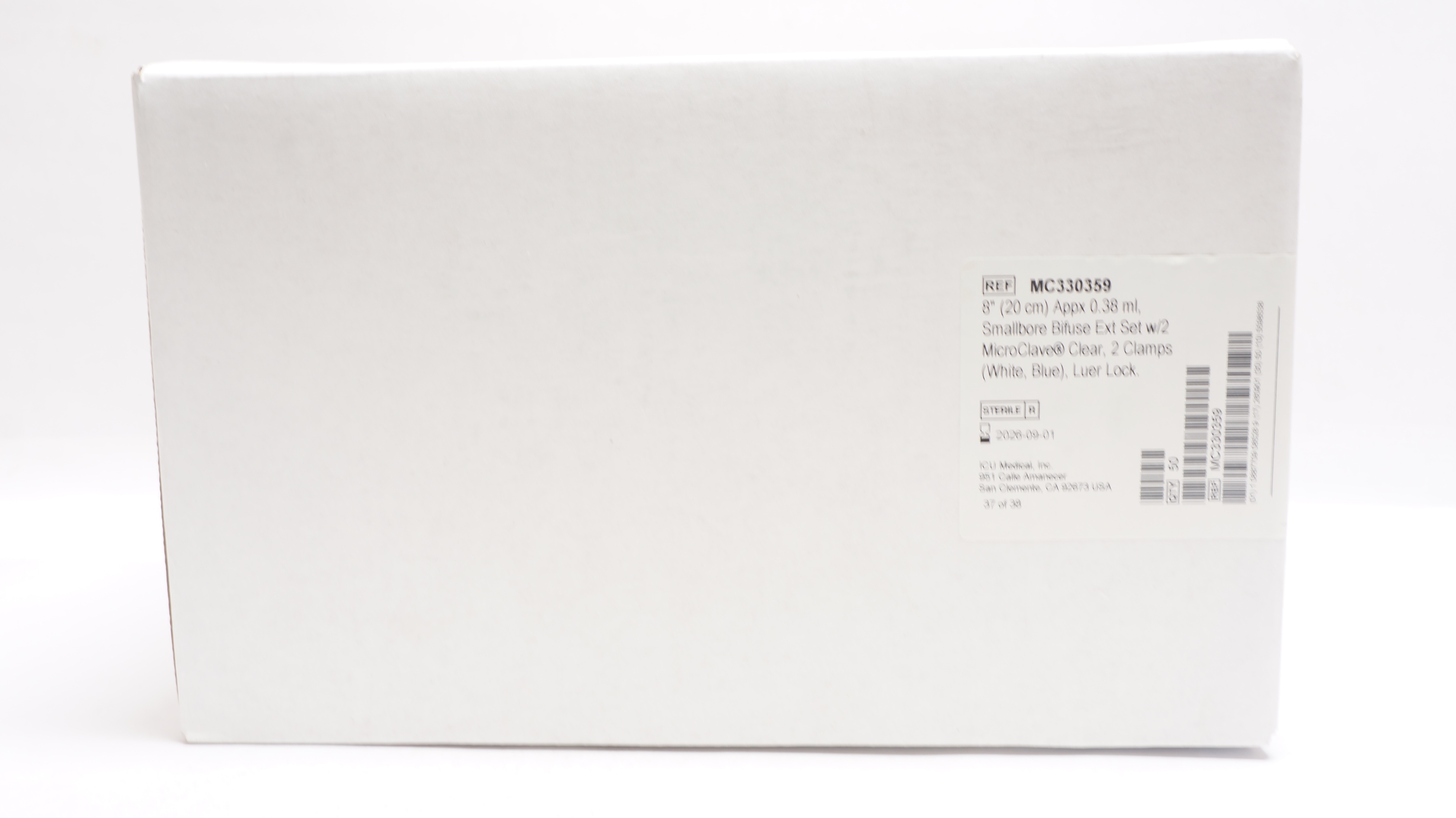 ICU Medical MC330359 Appx 0.38mL Smallbore Bifuse Extension Set 8inch -Box of 50