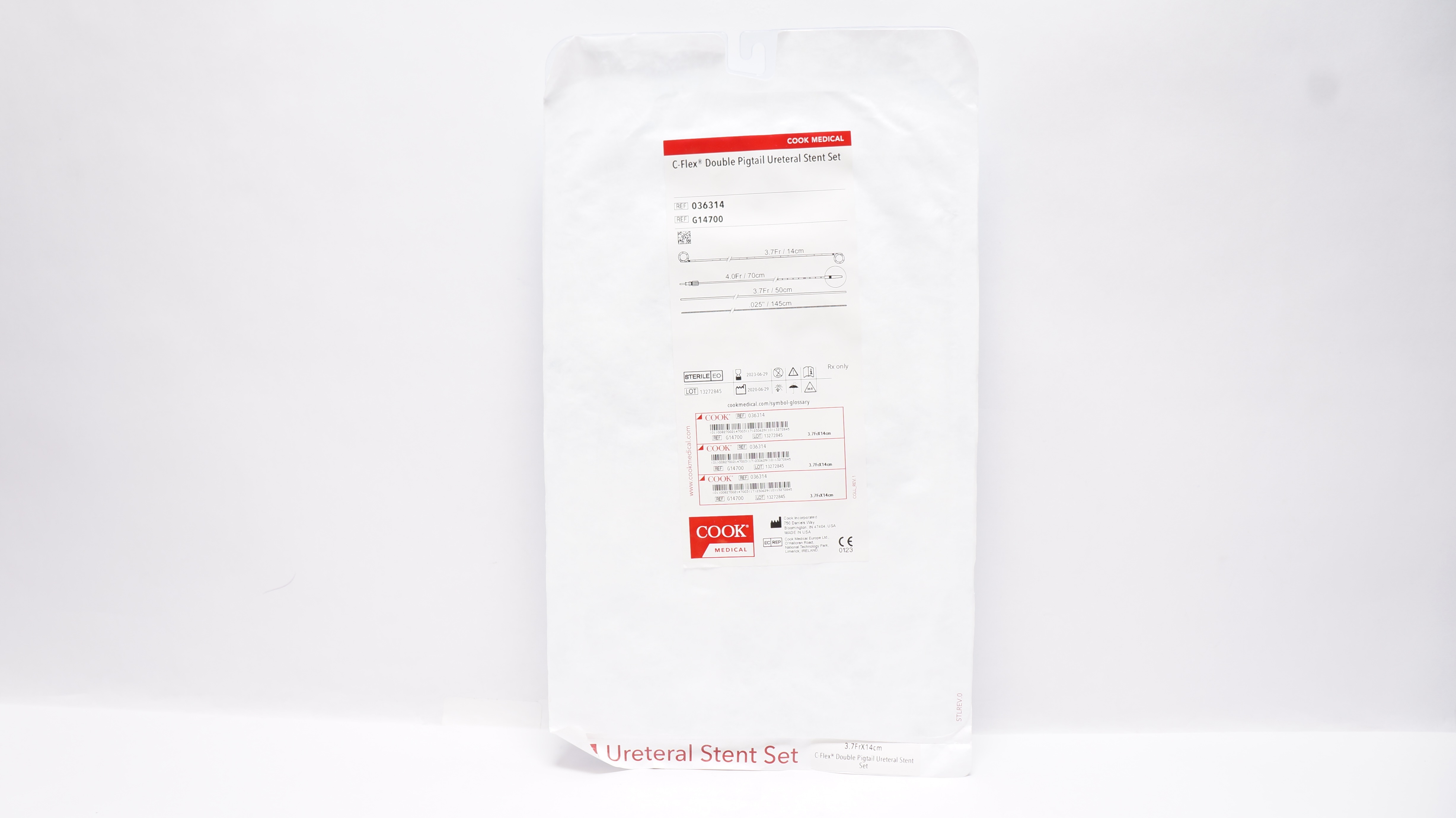 Cook Medical G14700 C-Flex Double Pigtail Ureteral Stent. Set 3.7F x 14cm (x)