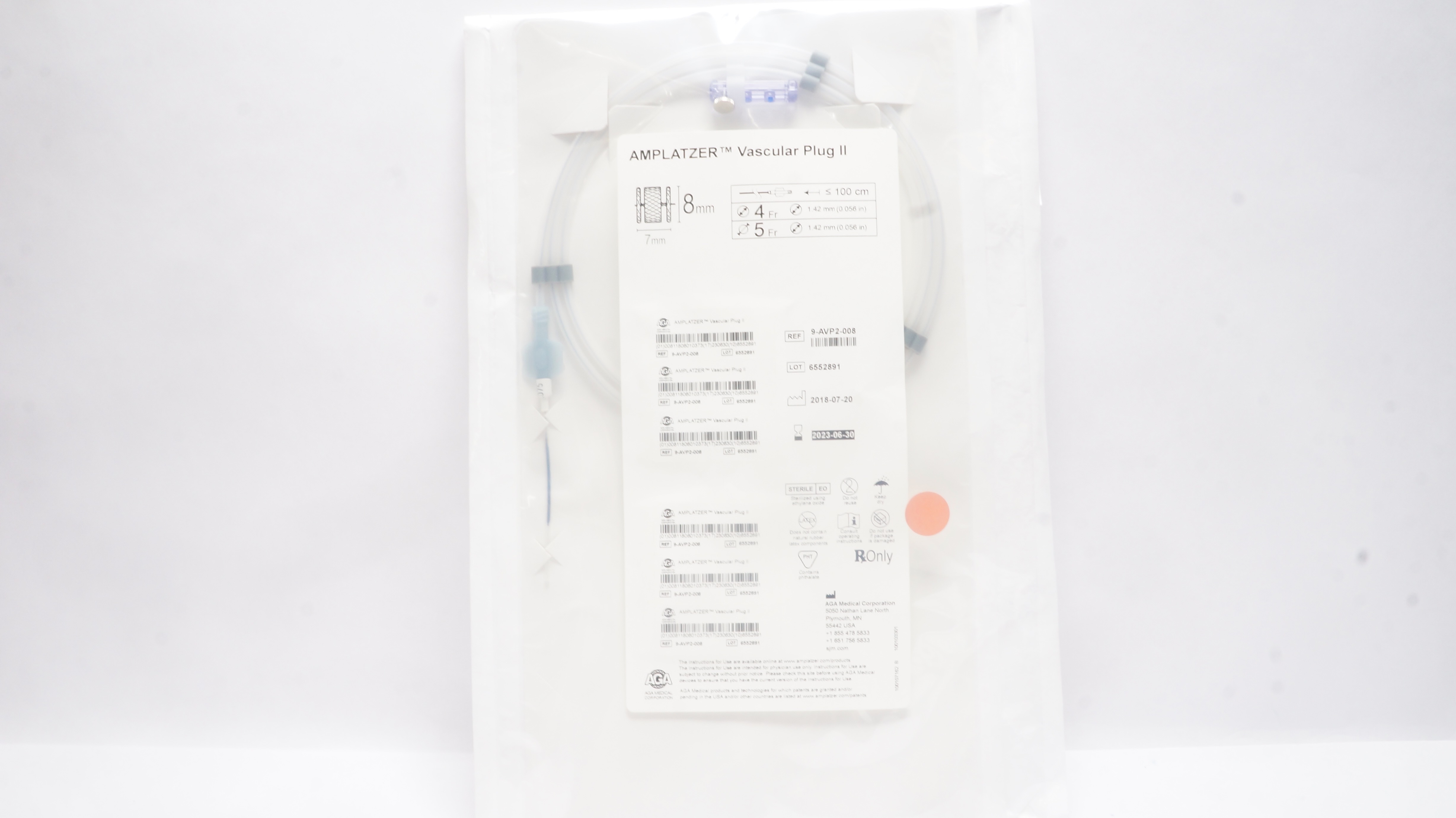 AGA Medical 9-AVP2-008 Amplatzer Vascular Plug II 8mm x 7mm (x)