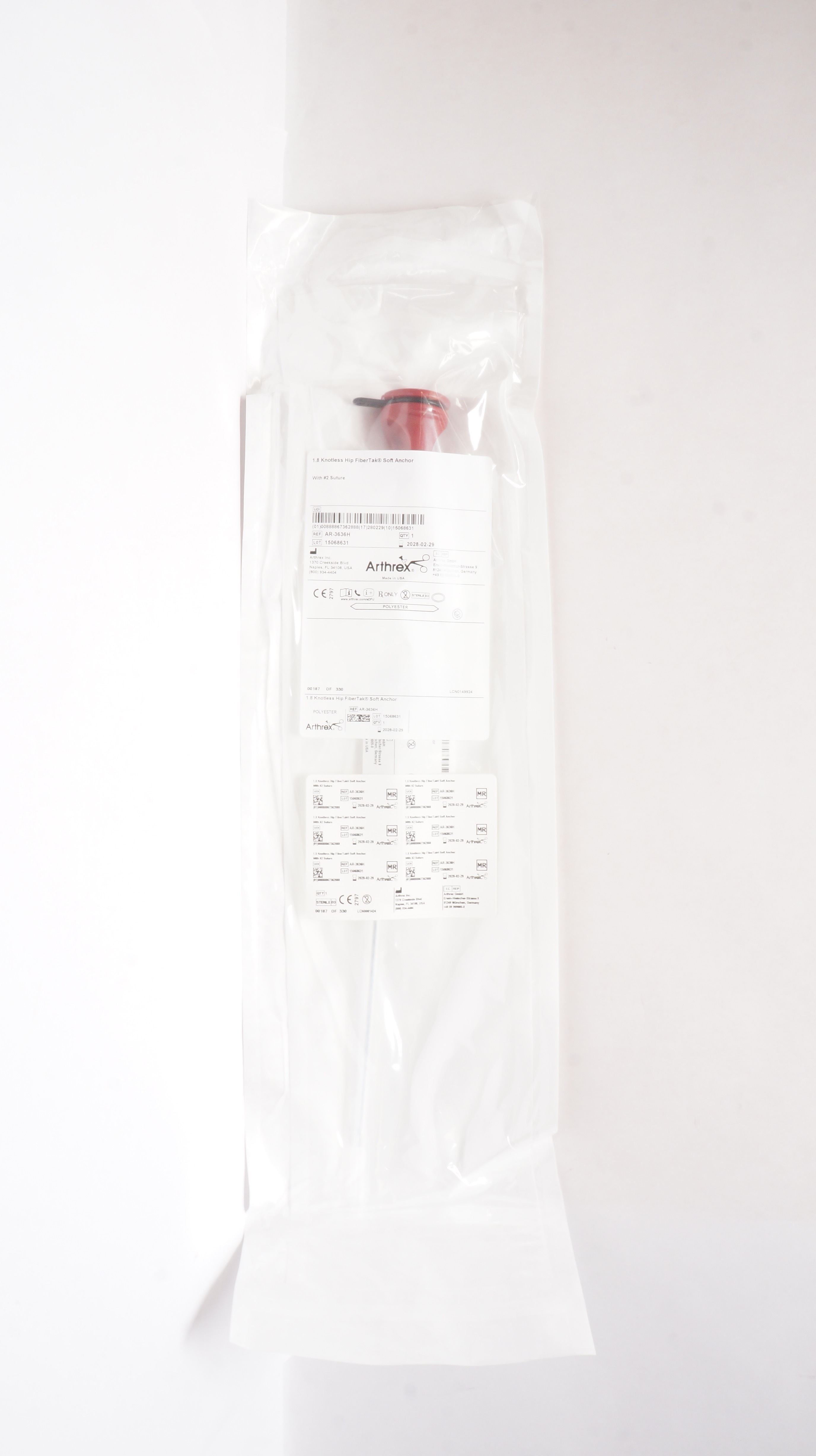 Arthrex AR-3636H Knotless 1.8 Hip FiberTak Soft Anchor with #2 Stre.