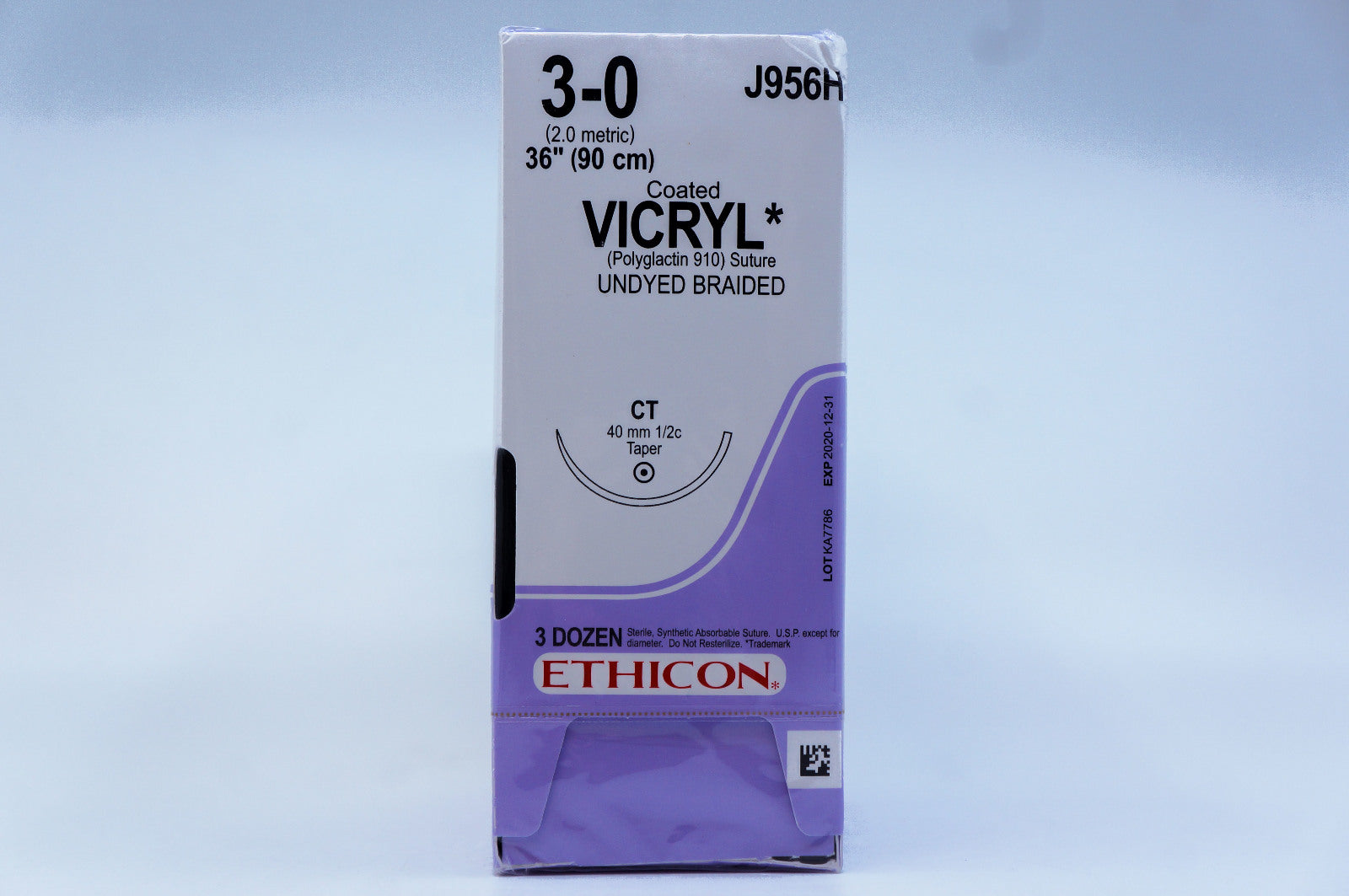 Ethicon J956H 3-0 VICRYL, CT, 40mm 1/2c Taper, 36inch ~ Pack of 36