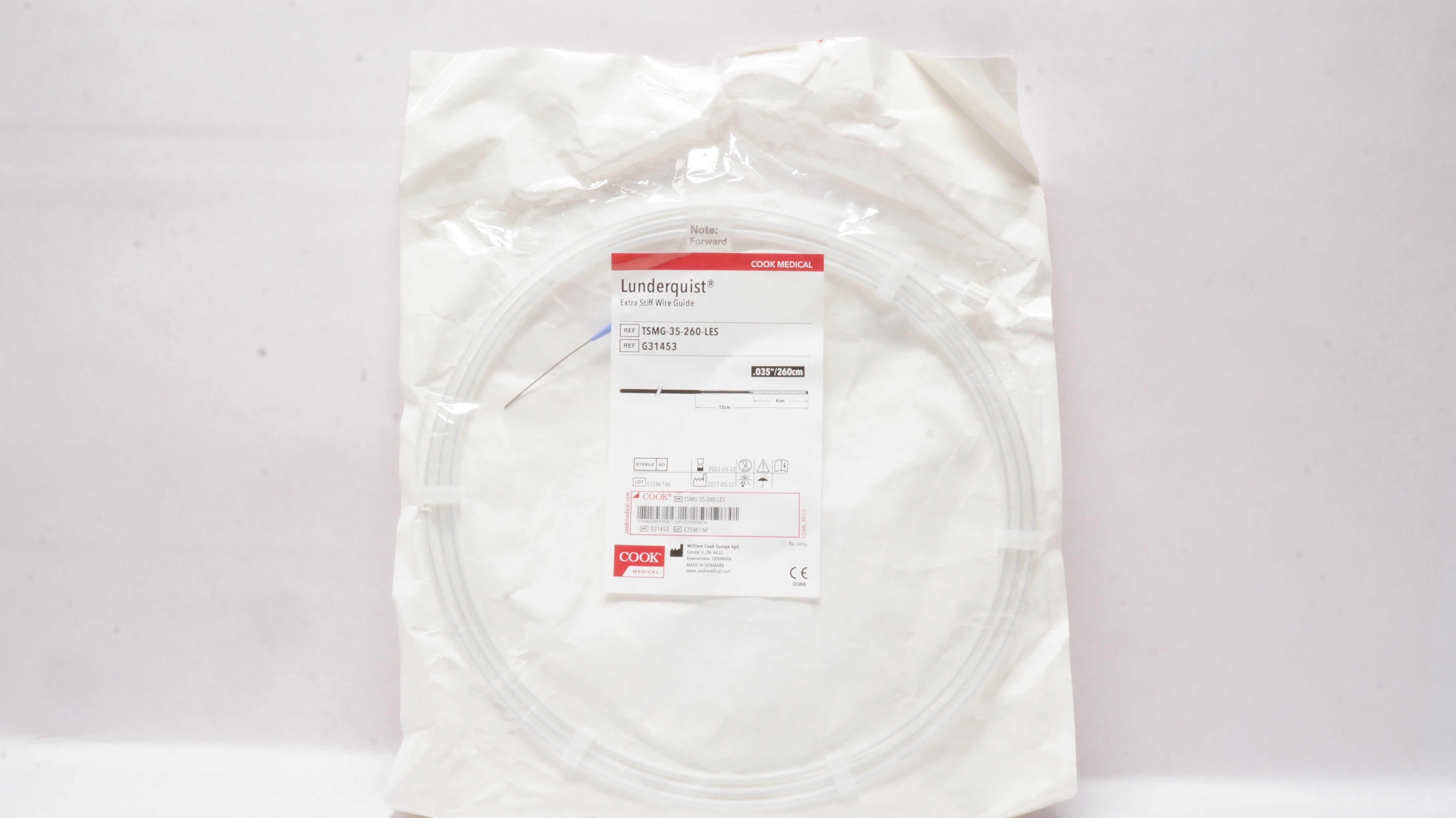 Cook Medical G31453 Lunderquist Extra Stiff Wire Guide 0.035inch/260cm (x)