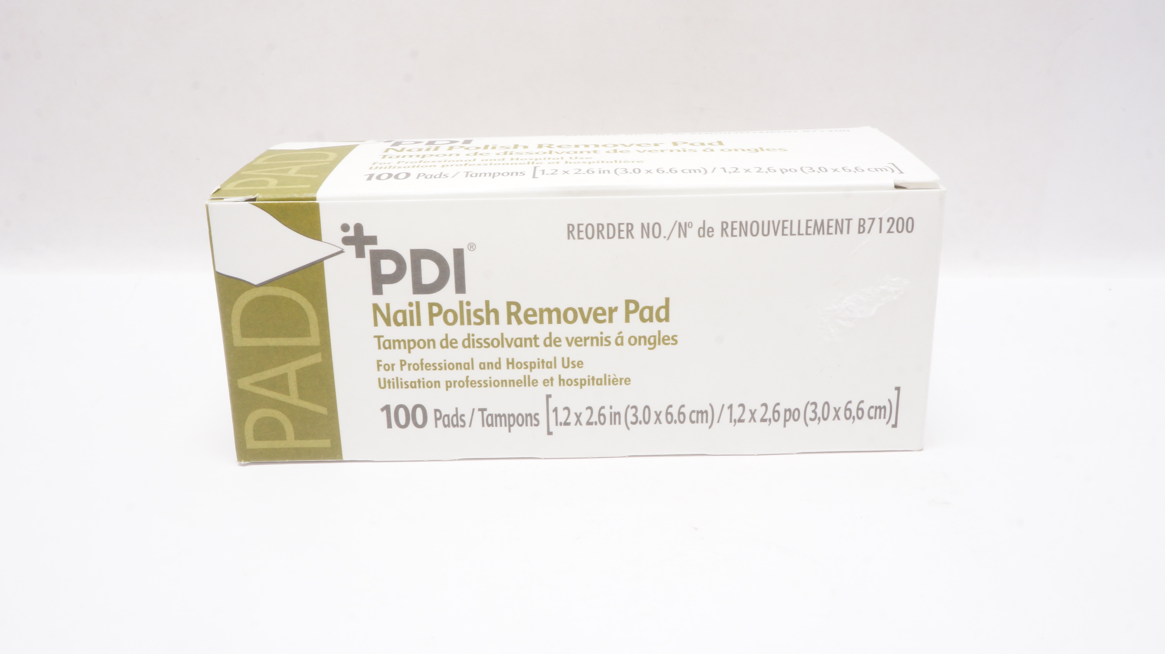 PDI B71200 Nail Polish Removal Pad 1.2inch x 2.6inch - Box of 100