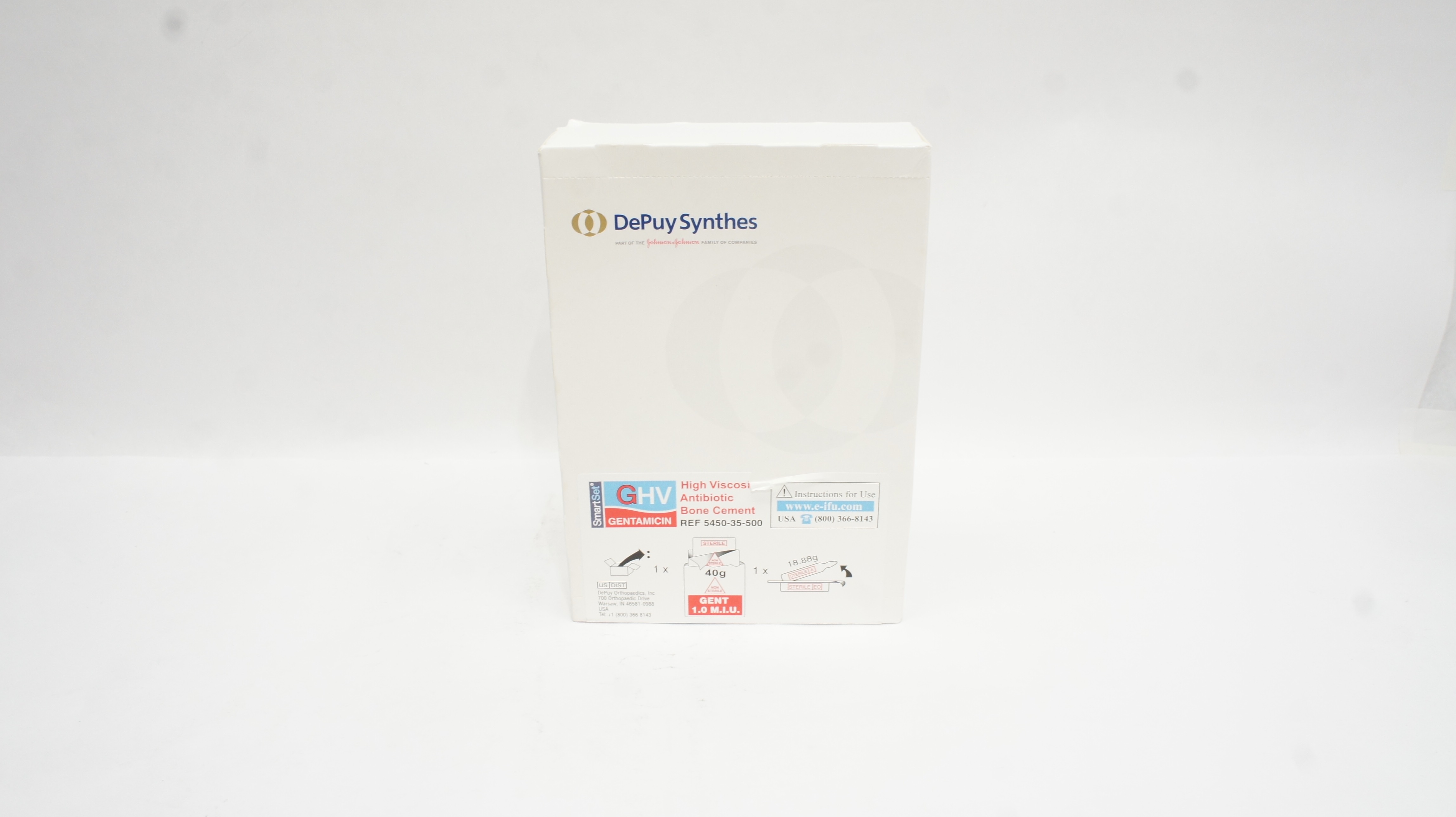 DePuy 5450-35-500 SmartSet High Viscosity Antibiotic Bone Cement 40g (x)