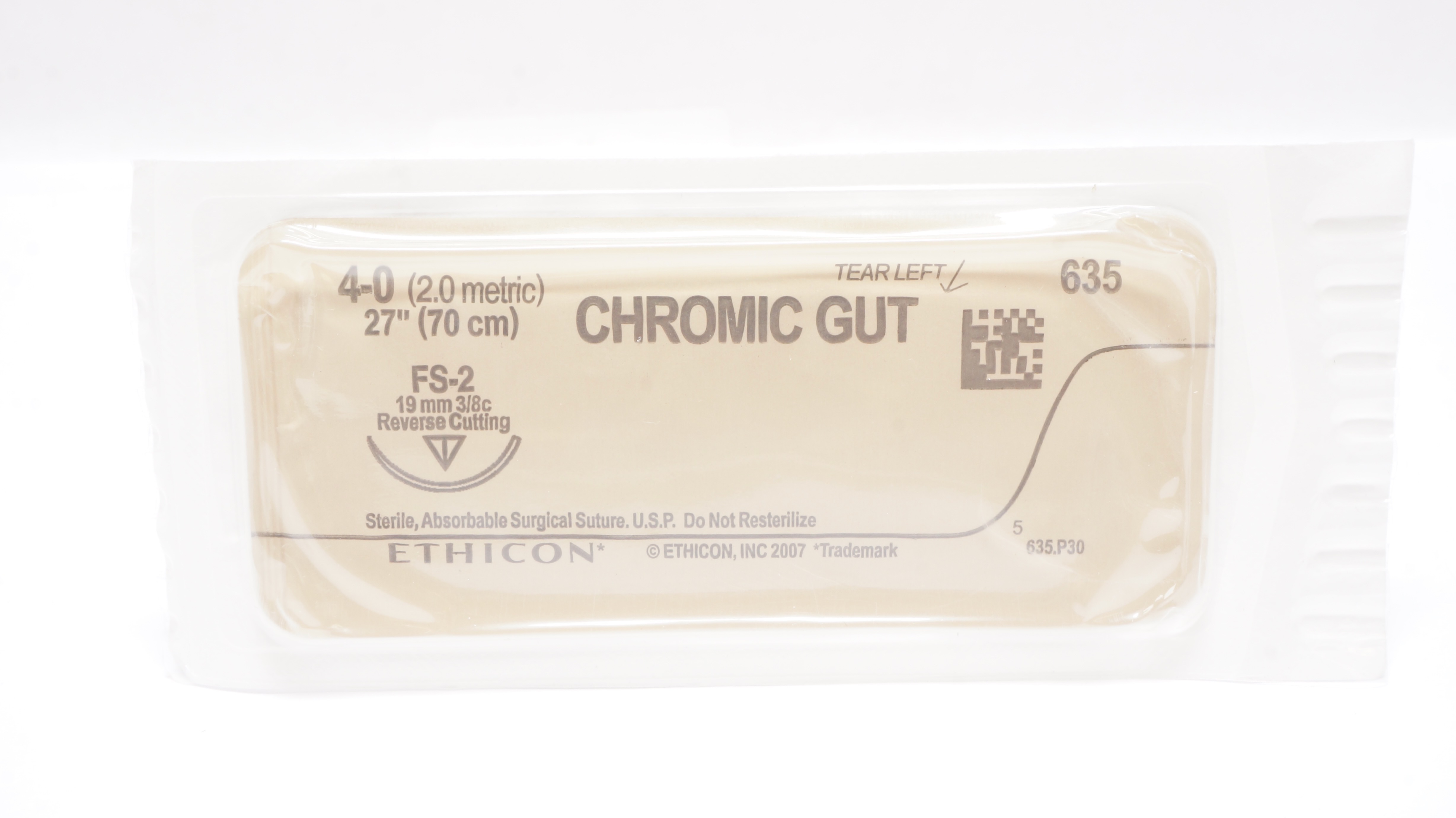 Ethicon 635 4-0 CHROMIC GUT Stre FS-2 19mm 3/8c Reverse Cutting 27inch (x)