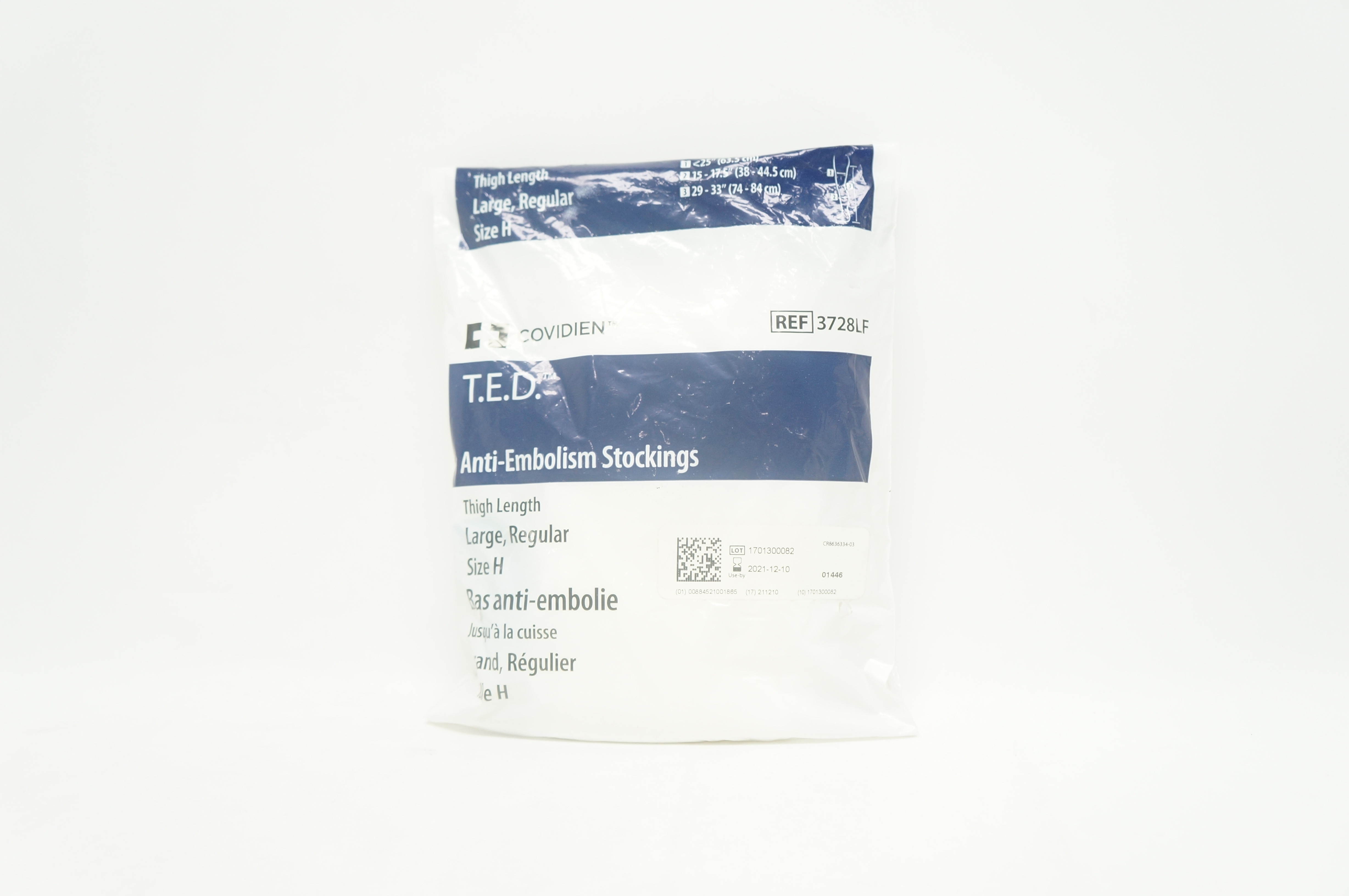 Covidien 3728LF Anti-Embolism Stockings, Thigh Length, Large, Regular, Size H