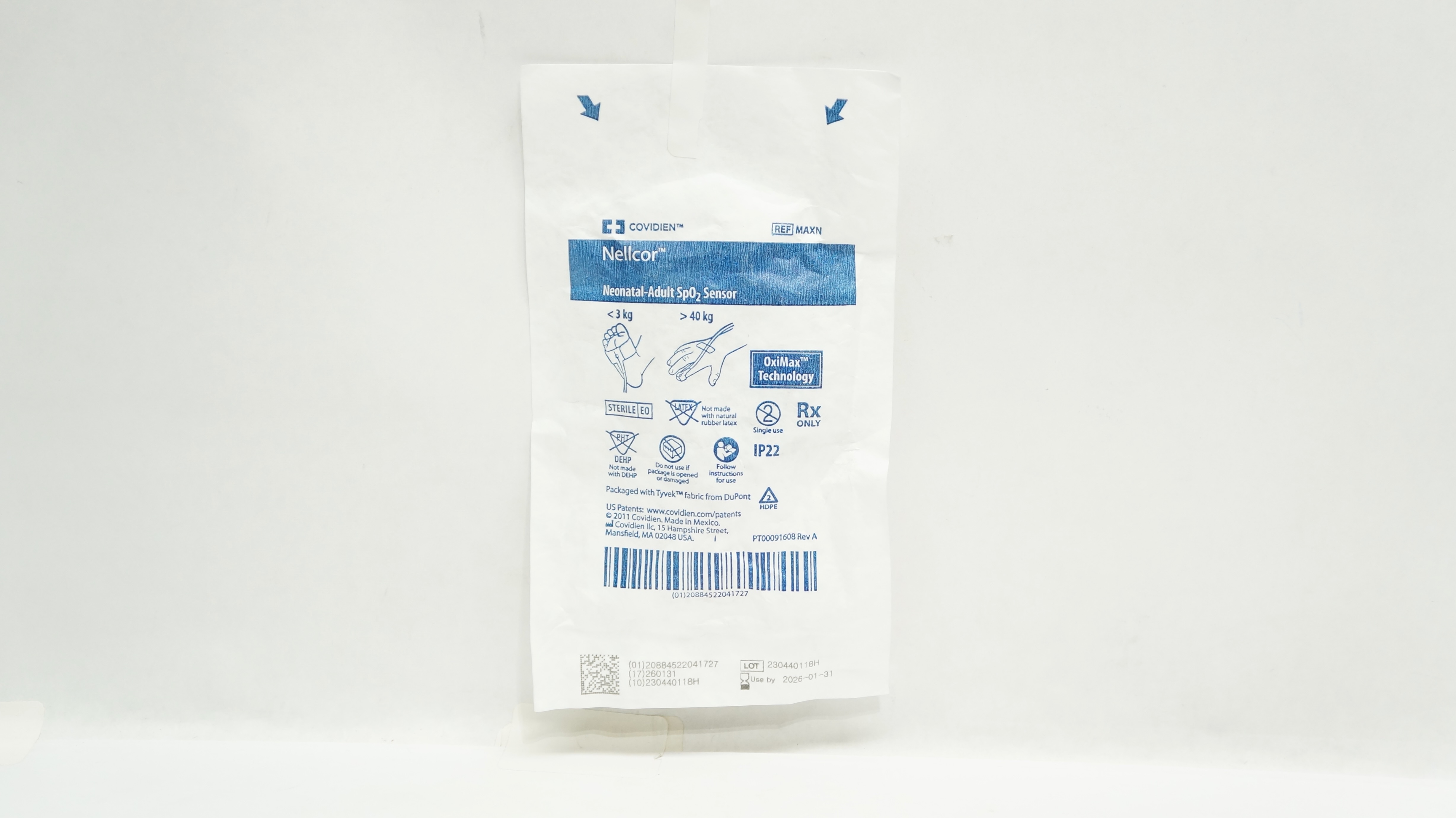 Covidien MAXN Nellcor Neonatal-Adult SpO₂ Sensor <3kg >40kg