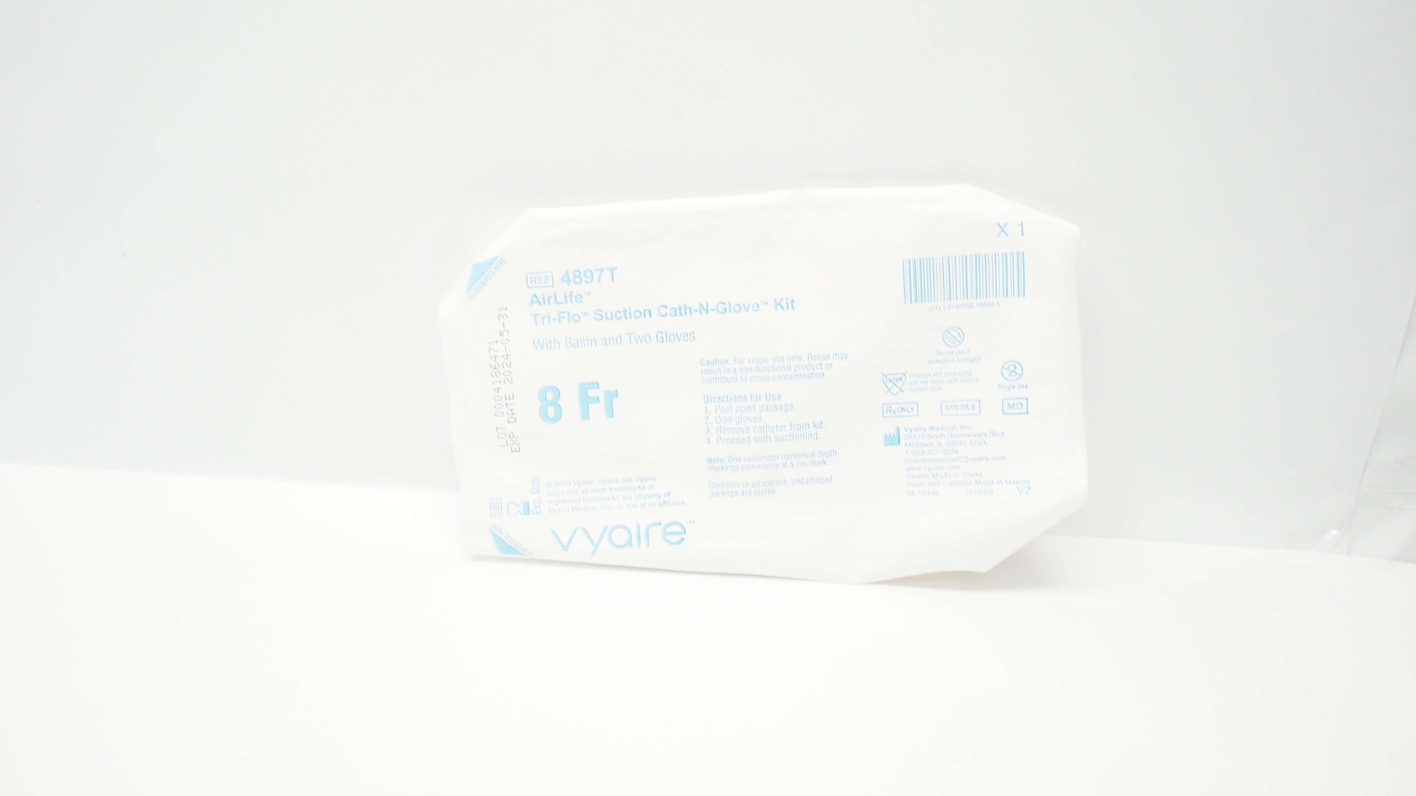 Vyaire 4897T AirLife Tri-Flo Suction Cath-N-Grove Kit 8Fr (x)