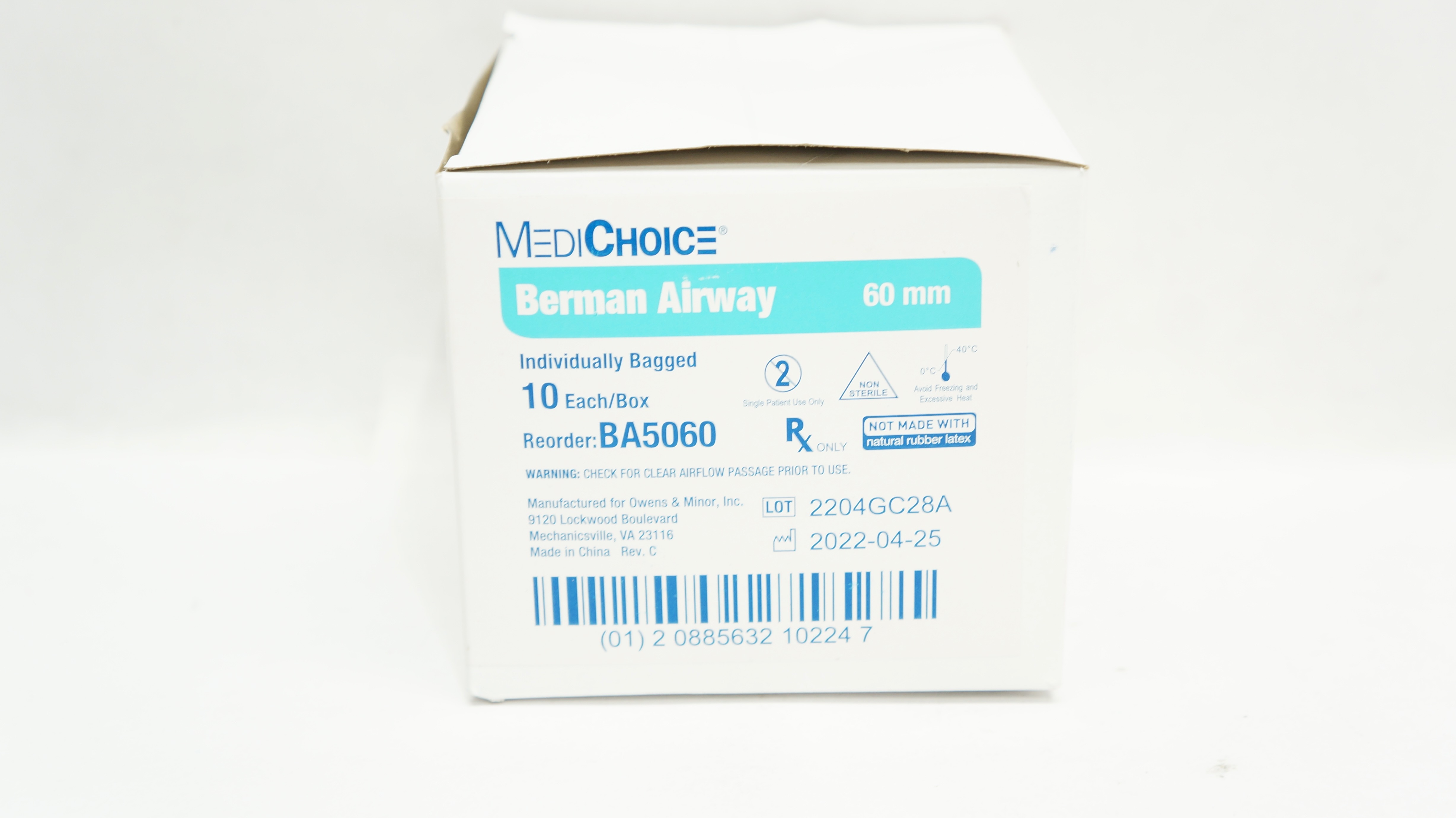 MediChoice BA5060 Berman Airway 60mm - Box of 9