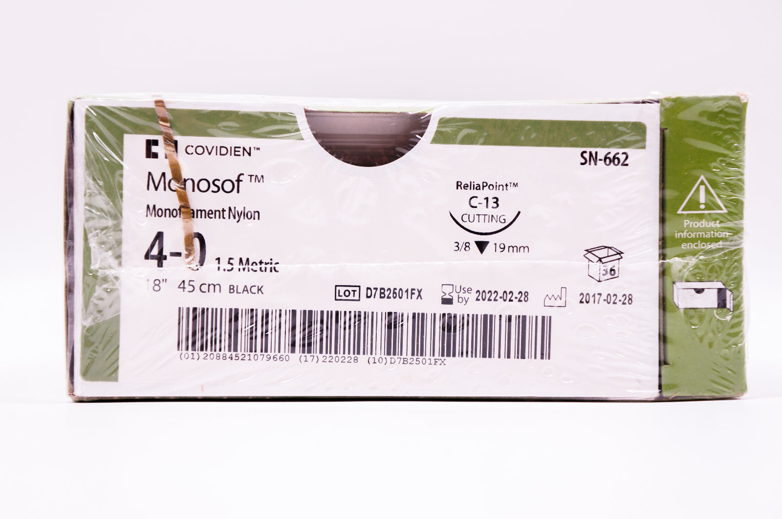 Covidien SN-662 4-0 Monosof, C-13 Cutting, 3/8 19mm, 18inch - Box of 36