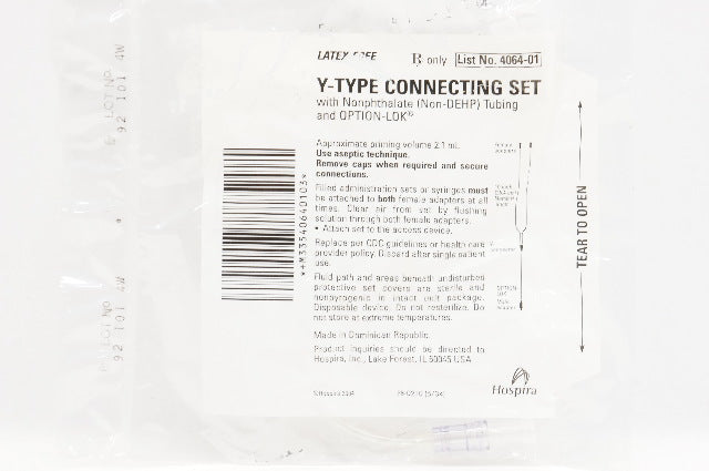 Hospira 4064-01 Y-Type Connecting Set with Nonphthalate Tubing Prim.Vol. 2.1mL