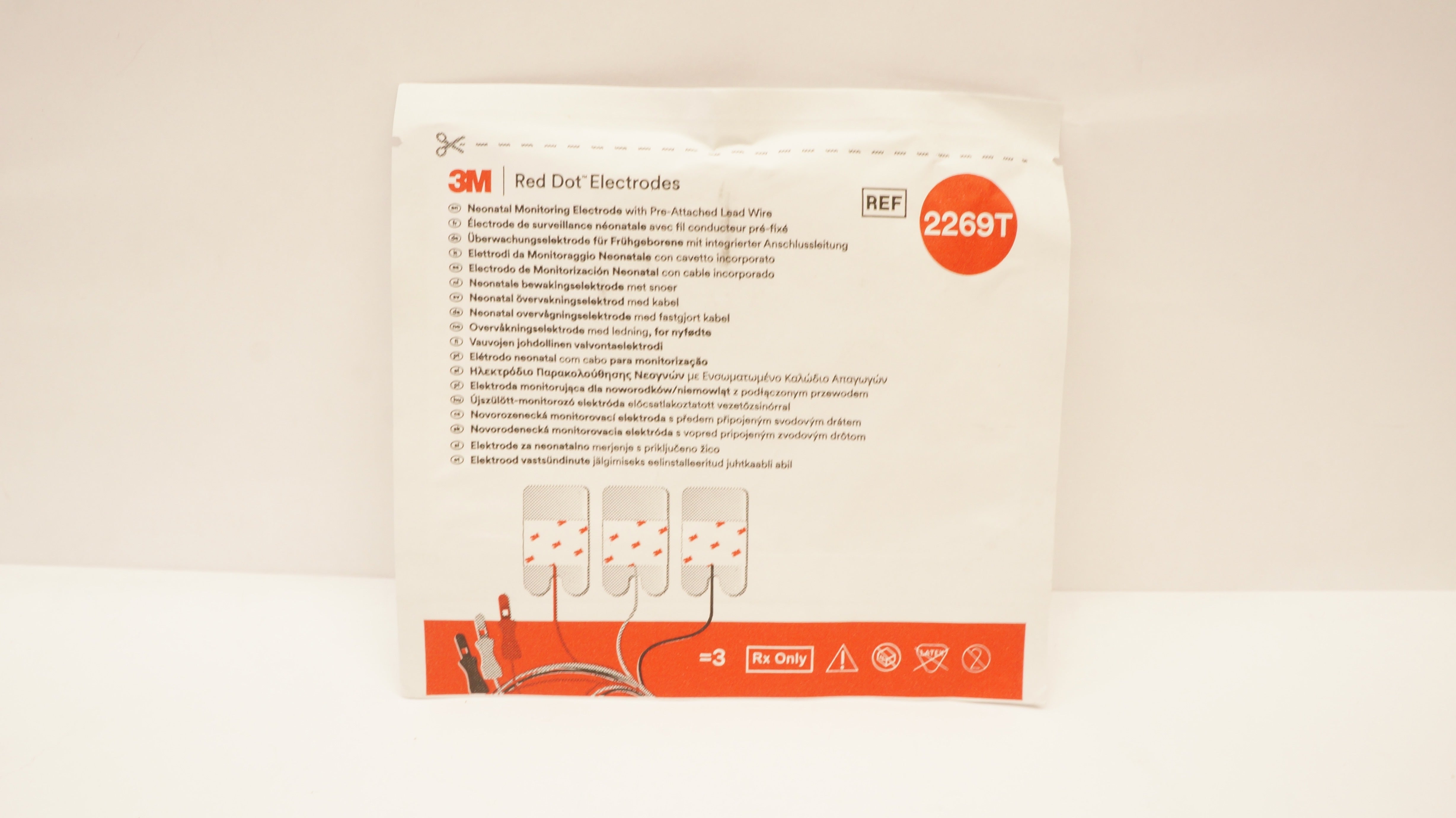 3M 2269T Red Dot Neonatal Monitoring Electrode - Pack of 3