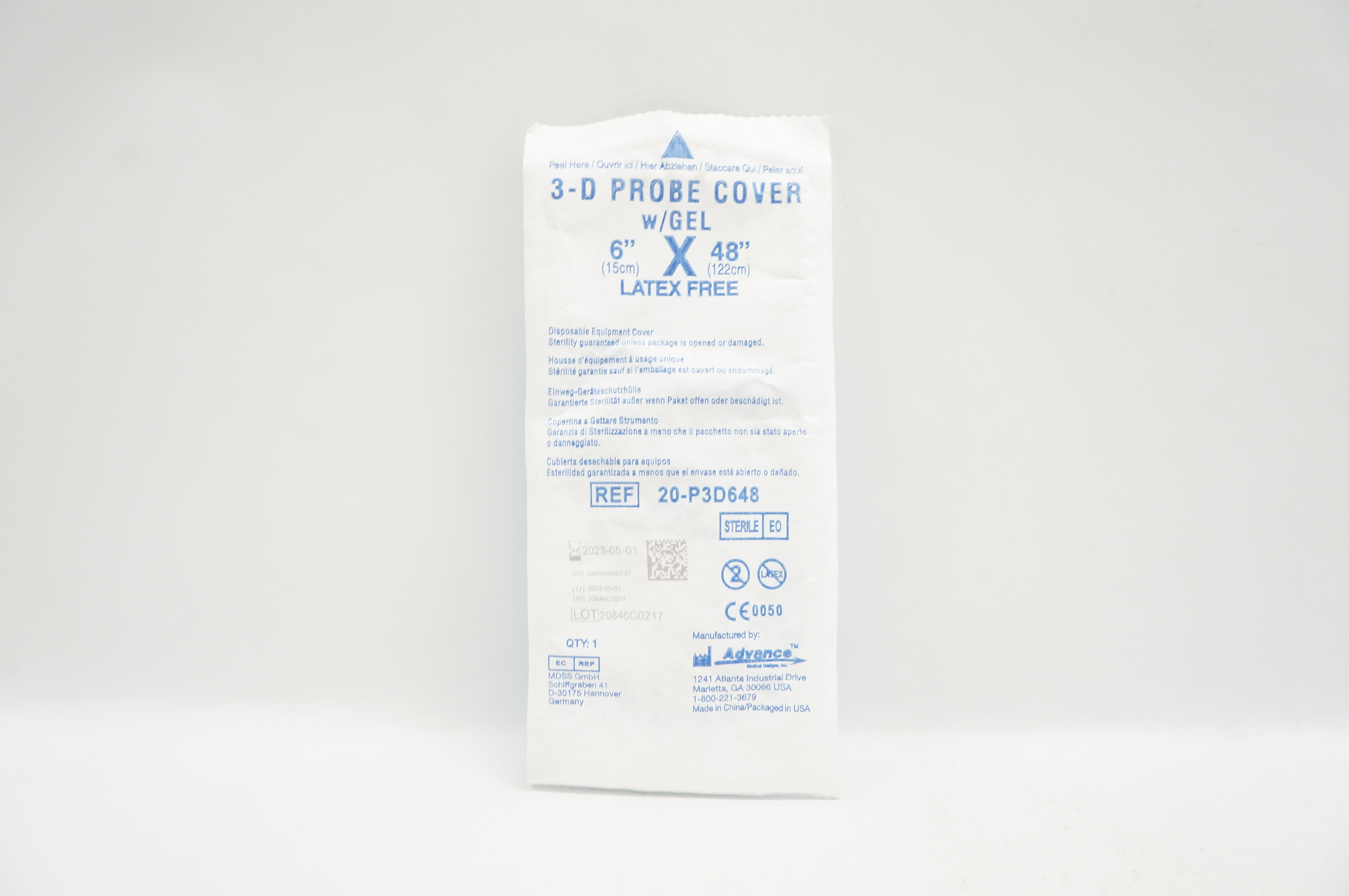 Advance 20-P3D648 Disposable 3-D Probe Cover w/Gel 6inch x 48inch